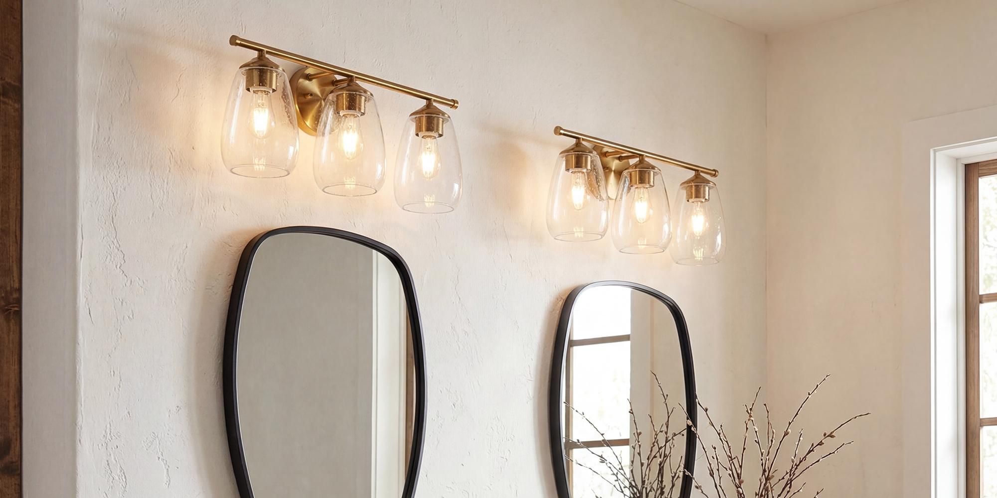 Wandleuchte Waschtischleuchte mit Blasenglas, Gold Nachttischlampe, Wandlampe