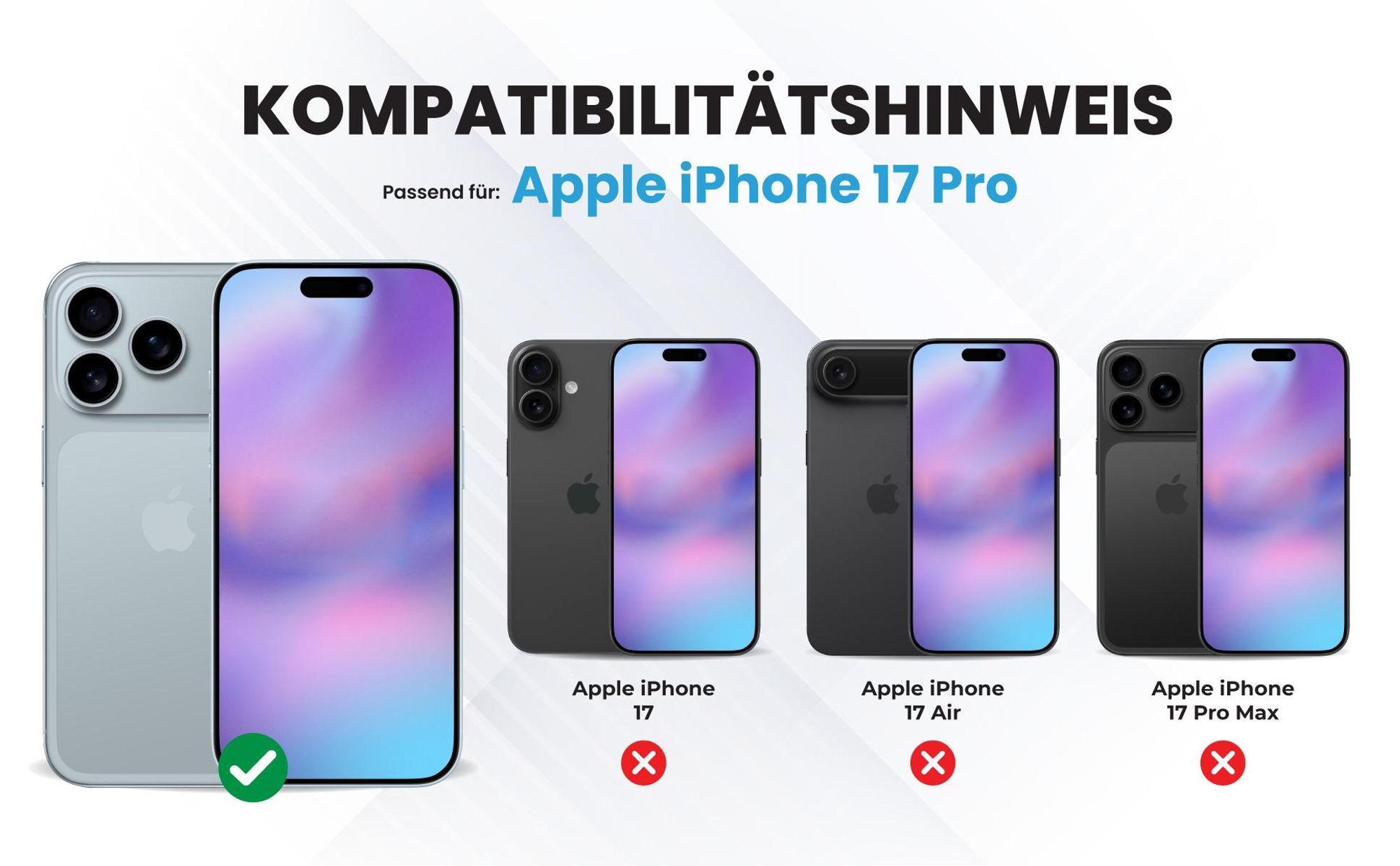 Kompatibilitätshinweise Hülle für das  Apple iPhone 17 Pro