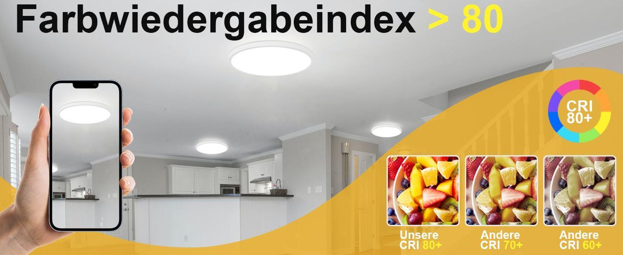 ZMH Deckenlampe LED Deckenleuchte 24W Flach Ø30cm Rund Schlafzimmerlampe Weiß Deckenbeleuchtung Flurlampe 3000K für Bad Küche Flur Schlafzimmer