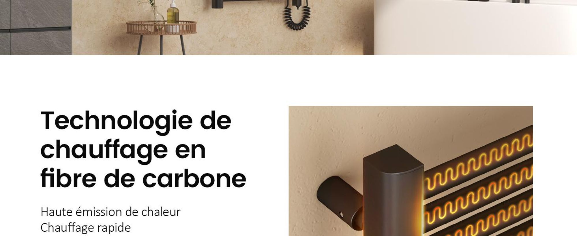 EMKE Sèche-serviettes électrique 1200x400 mm, 450W noir avec minuterie tactile et programmation hebdomadaire, radiateur de salle de bain