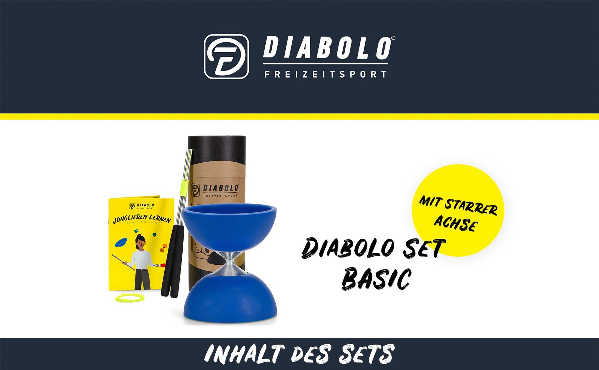 Diabolo Freizeit  Satz Basic mit Kugellagerachse | LED in turkis blau farbe|Set mit robuster Konstruktion für Anfänger und Fortgeschrittene |