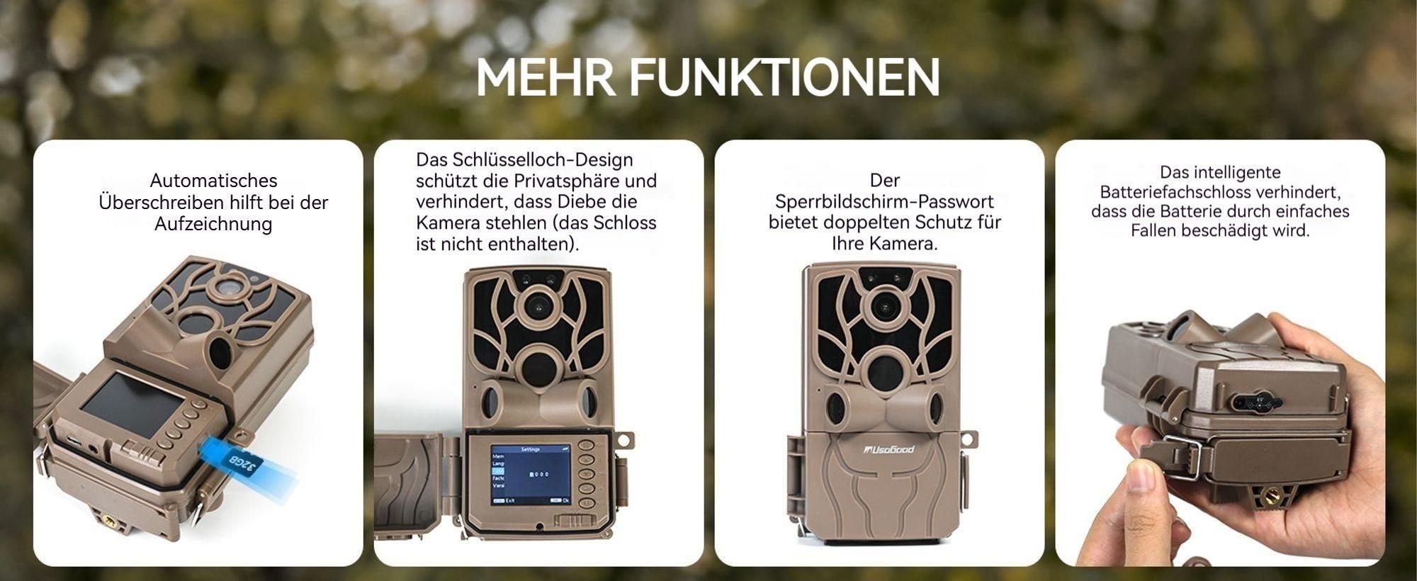 Wildkamera WLAN mit App 4K 48MP Nachtsicht Bewegungsmelder Wildtierkamera, IP66