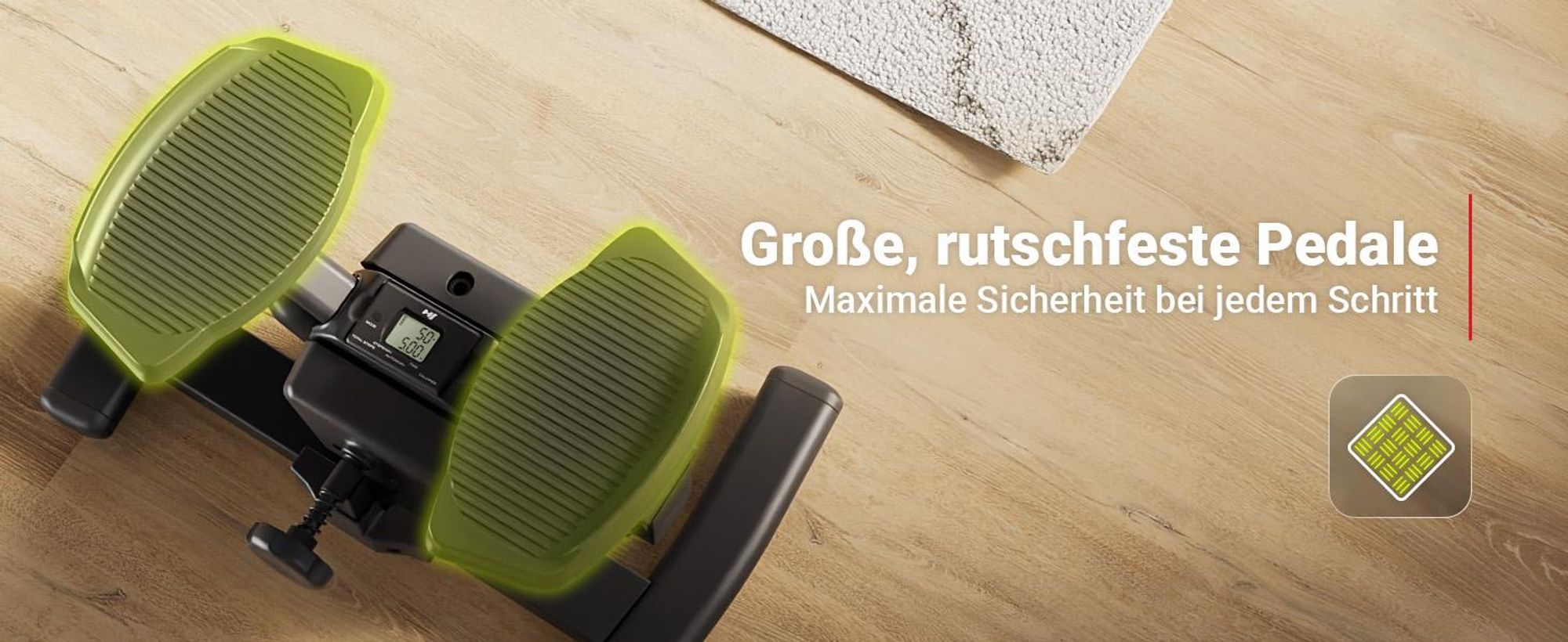 HOP SPORT® HS-060S Mini Stepper für Zuhause, Swing & Twist Stepper, Hometrainer für Bein-, Arm- & Po-Training, Fitnessgerät, Drehstepper LCD-Display