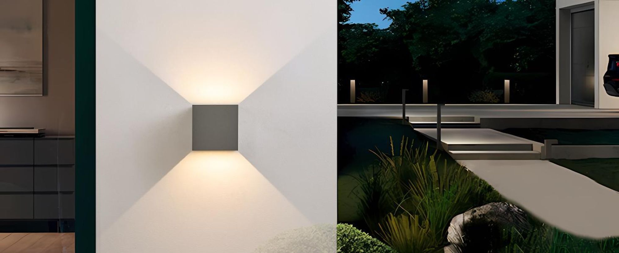 ZMH 2 Stück LED Wandleuchte Aussen 5W Grau Wandlampe Warmweiß Up Down Außenleuchte IP65 Wasserdicht Außenlampe Treppenhaus Hauswand Aussenlampe Flur