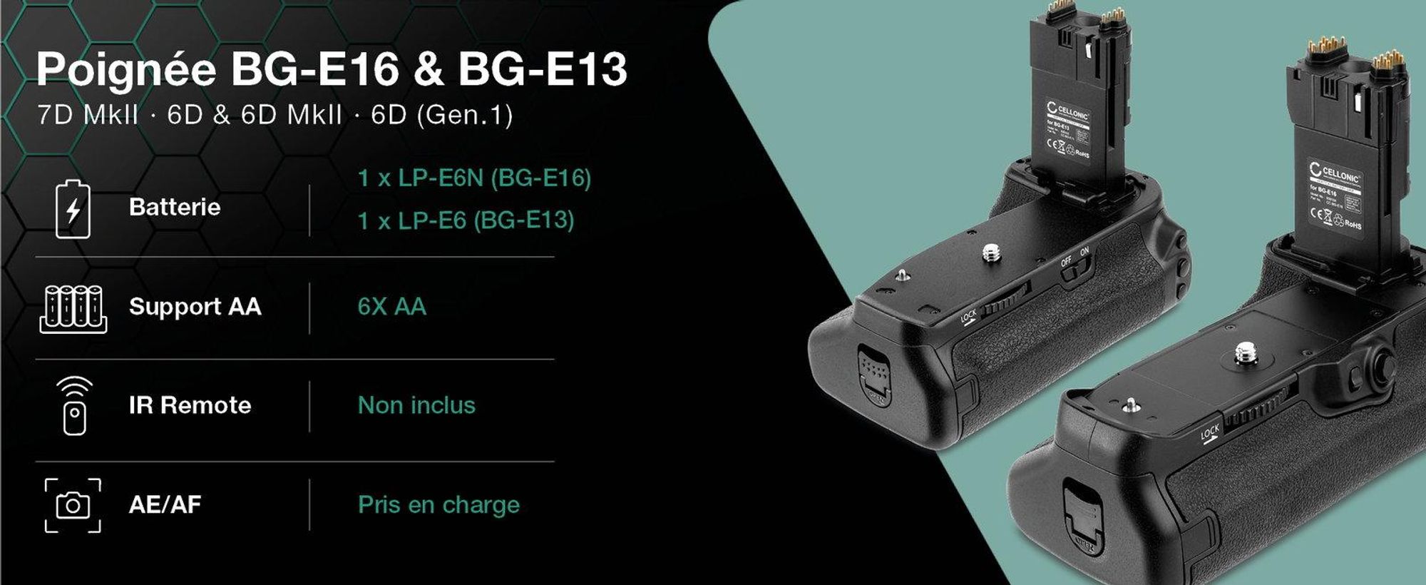 CELLONIC Grip d'alimentation compatible avec , Poignée de batterie BG-E10, Grip batterie, Battery Grip, appareil photo