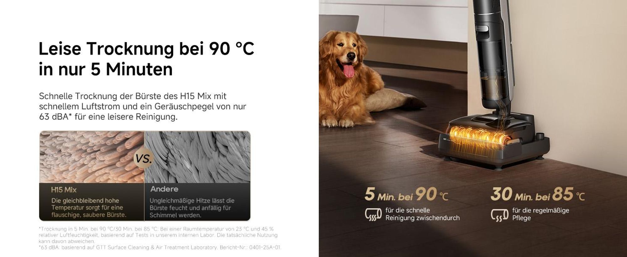 Dreame H15 Mix 7in1 Nass- und Trockensauger,KI-Roboterarm,Kantenreinigung,23kPa Saugkraft,verhedderungsfrei,100°C Bürstenrein,90 °C Trocknung