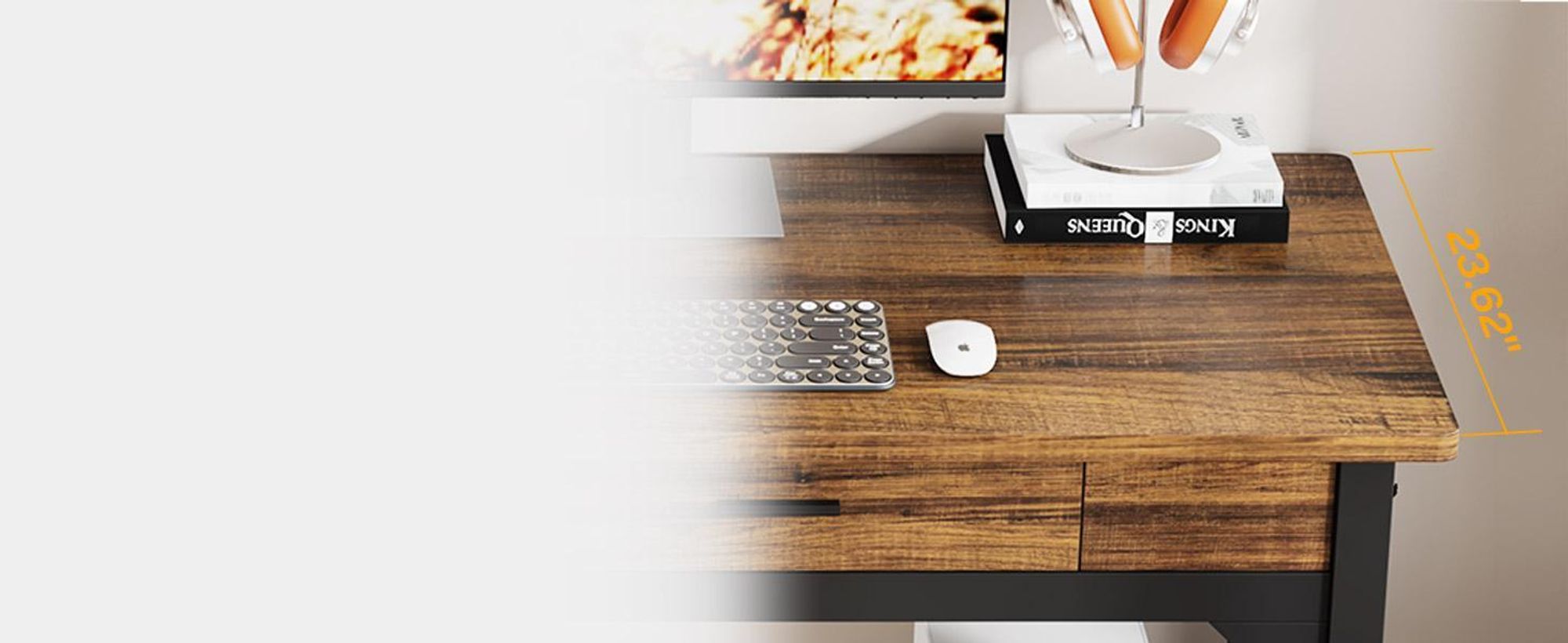 Tribesigns Bureau, computerbureau, 200 x 60 x 82 cm, dubbel bureau met 2 lades, computerbureau, kantoorbureau, werkplek, eettafel, bruin