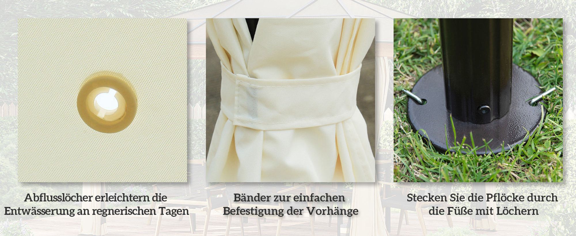 Outsunny Luxus Pavillon Gartenpavillon Partyzelt Festzelt Gartenzelt Pagode 3x4 m
