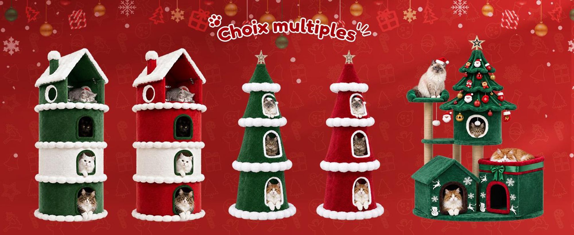 COMHOMA, griffoir à plusieurs étages pour chats, 150 cm. Griffoir avec cachette, grand lit confortable et maisonnette douillette pour chats. Arbre à grimper stable pour chats