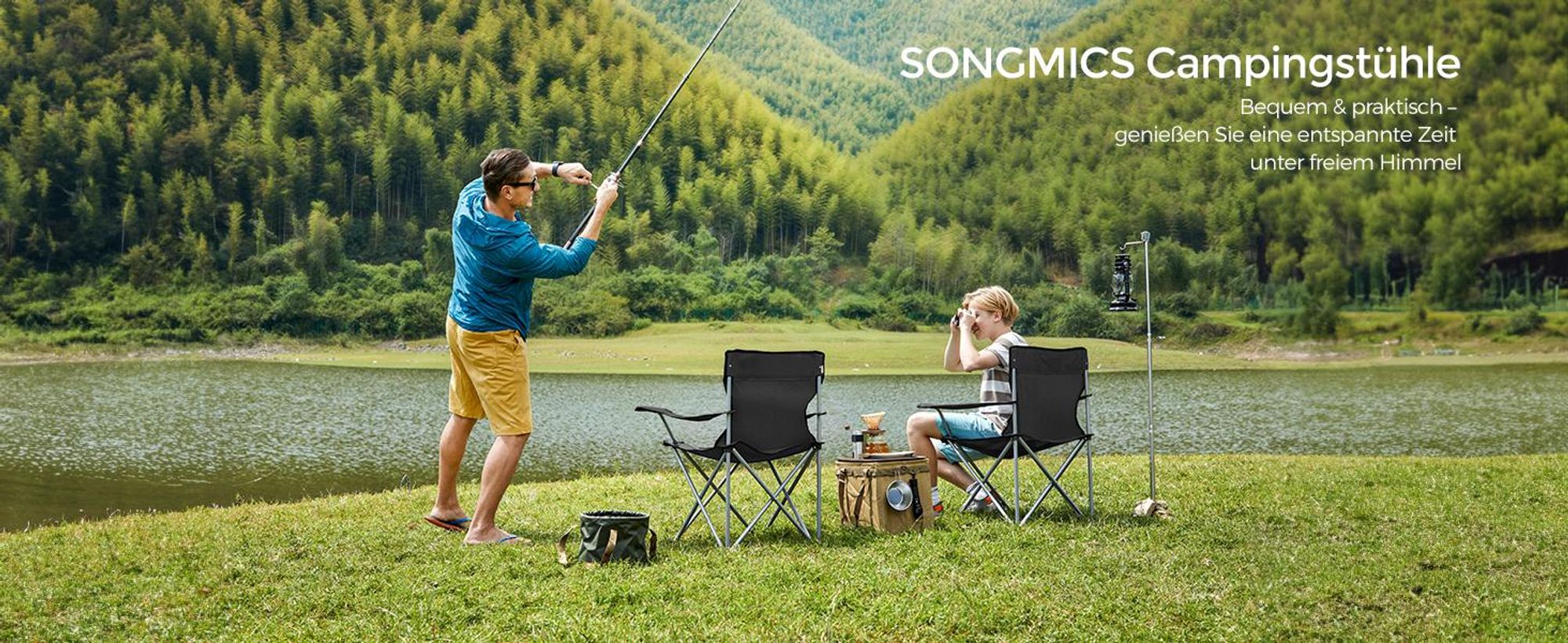 SONGMICS Campingstuhl klappbar Klappstühle 2er Set bis 120 kg