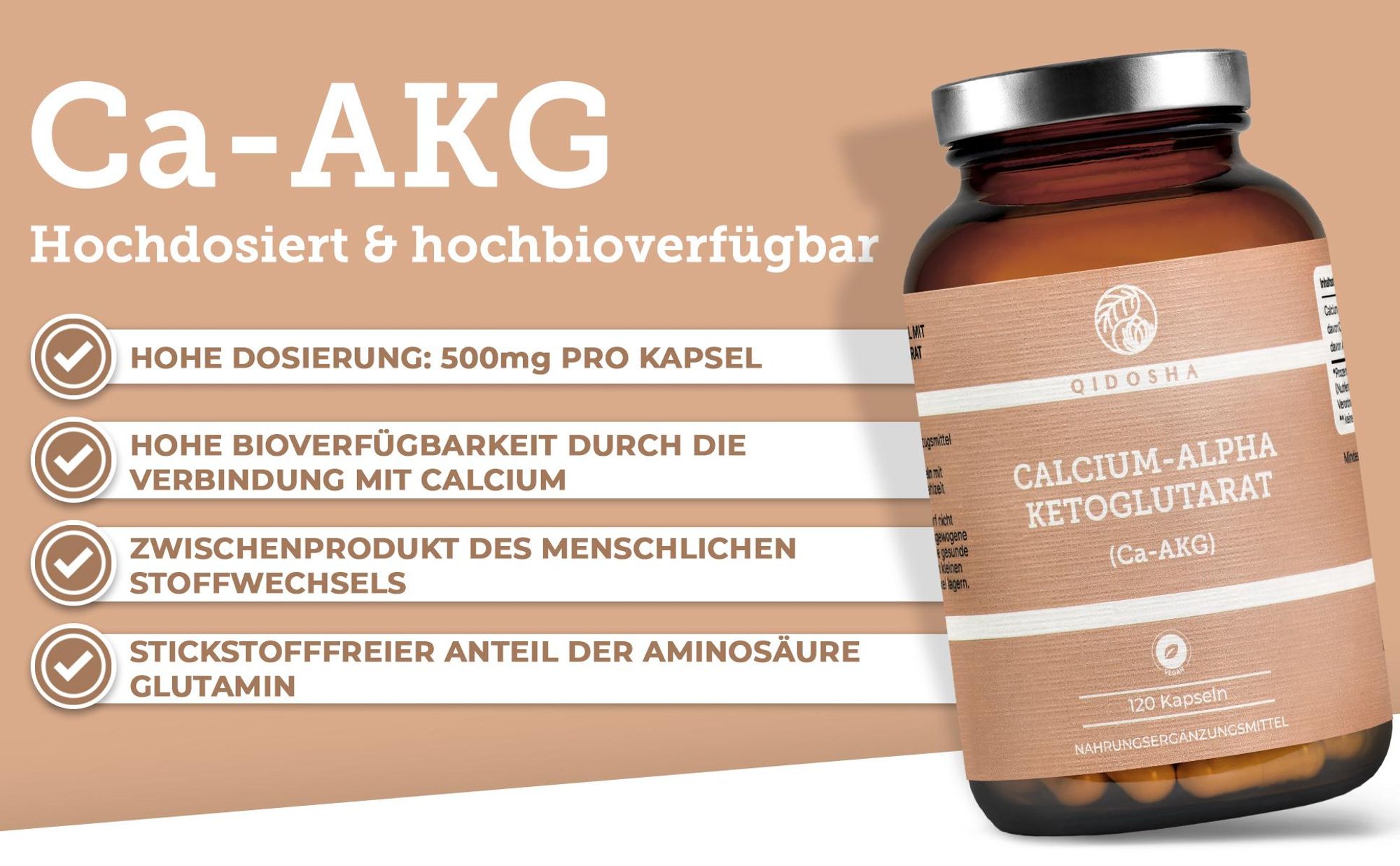QIDOSHA Calcium-Alpha-Ketoglutarat Ca-AKG: Vorteile auf einen Blick