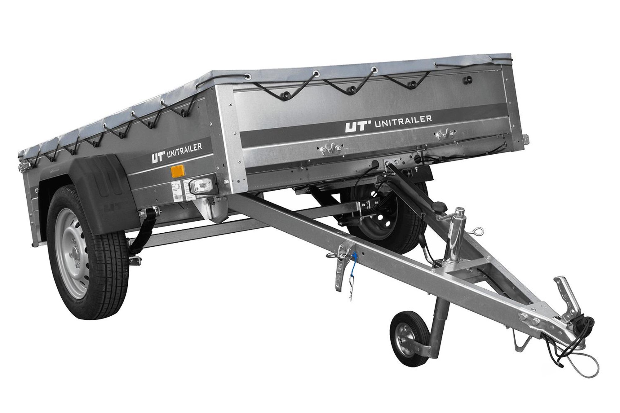 PKW-Anhänger auf Federn 200x125 UNITRAILER GARDEN 201/R KIPP mit H-0 Rahmen und grauer Plane