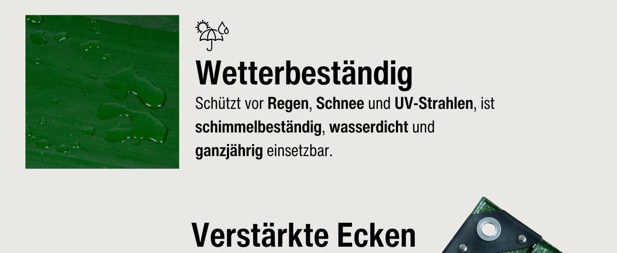 horizont Universal Abdeckplane | 2x10 m | 180 g/m² – wasserdicht, UV-stabilisiert, mit Ösen, für Außenbereich