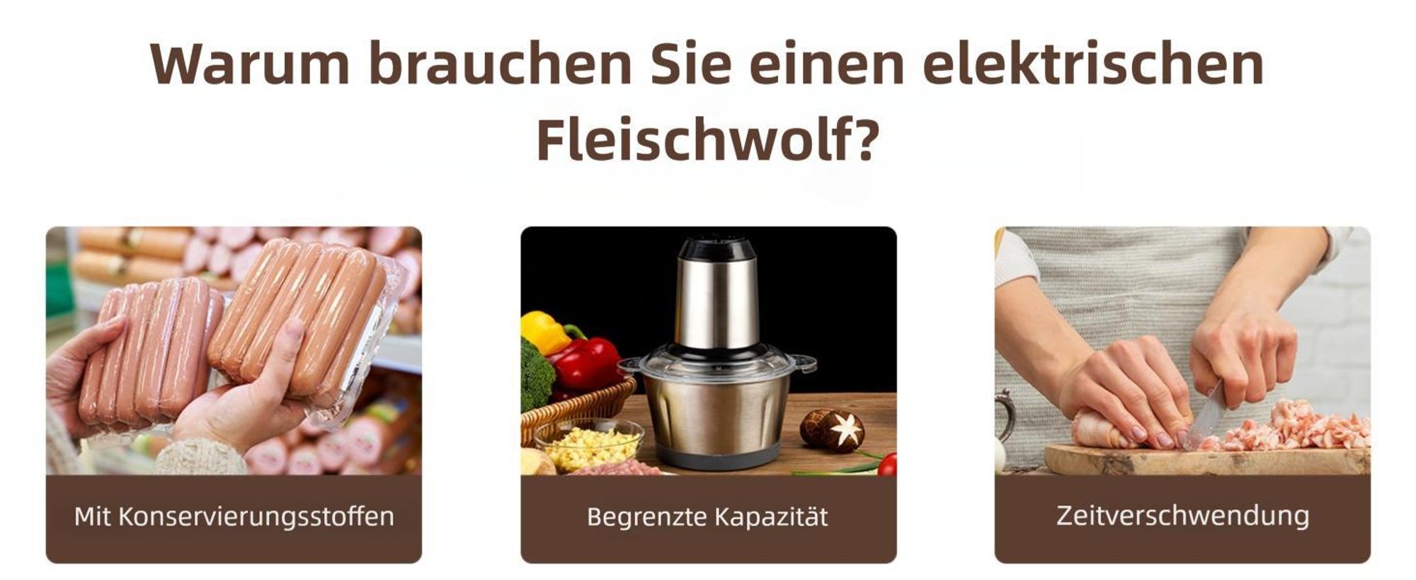 Ollygrin Profi Elektrischer Fleischwolf 2300W Max, Fleischwolf Edelstahl mit 3 Lochscheiben & 2 Klingen, Wurstfüller & Kebbe Maker für die Küche