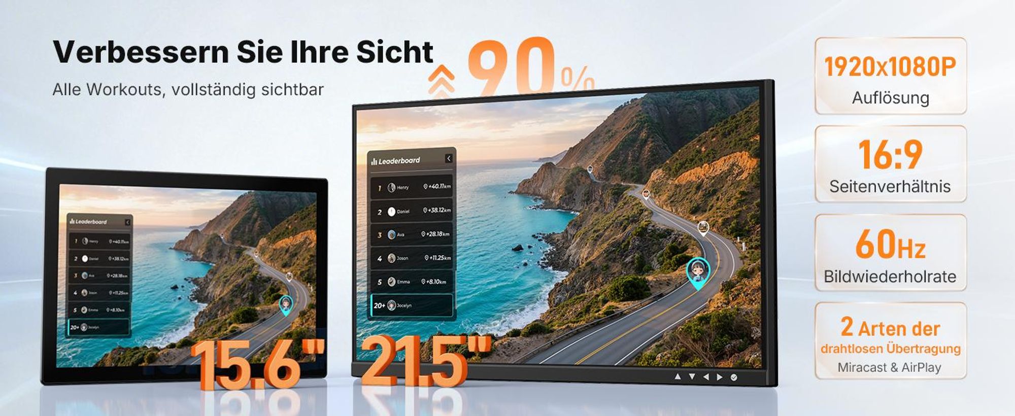 MERACH Heimtrainer mit 21,5-Zoll-HD-Bildschirm, 16 automatischer Magnetwiderstand, dreh- und neigbarem Display, App-Kompatibilität, bis 150 kg