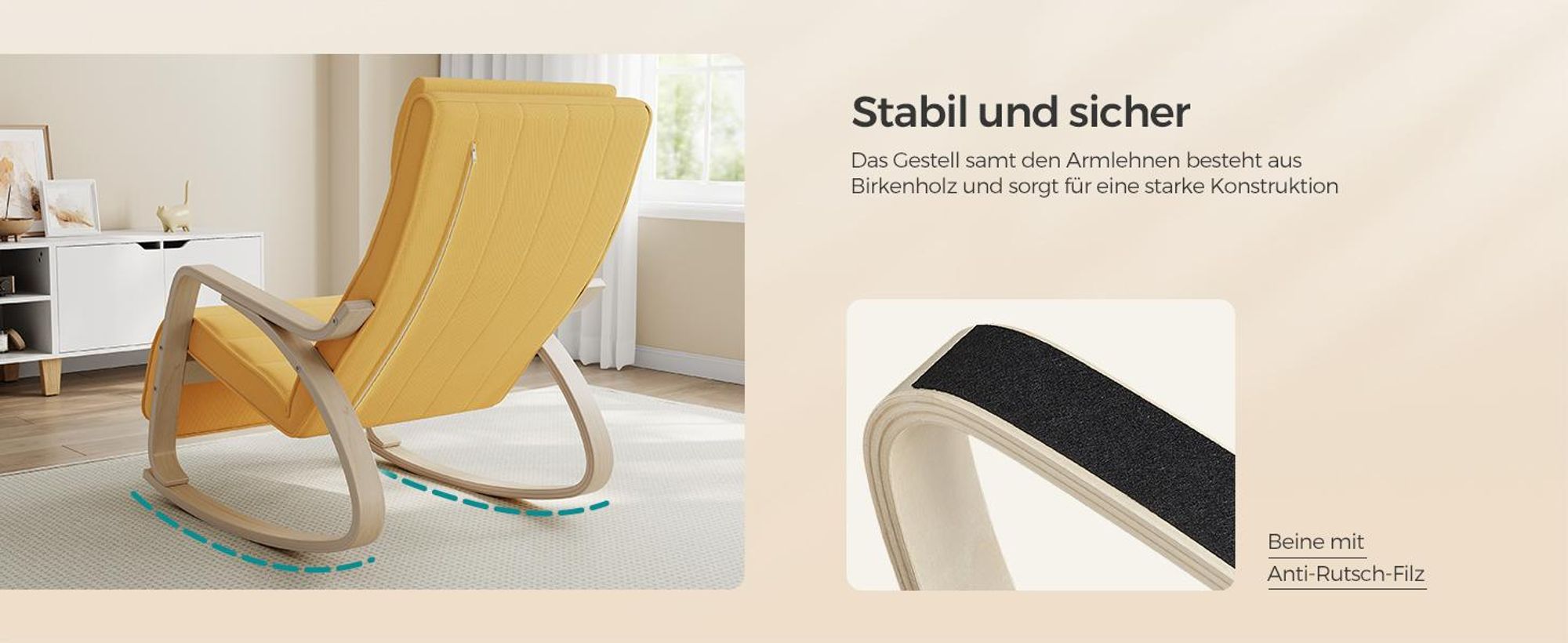 SONGMICS Relaxsessel Schaukelsessel, Relaxstuhl, verstellbare Fußstütze