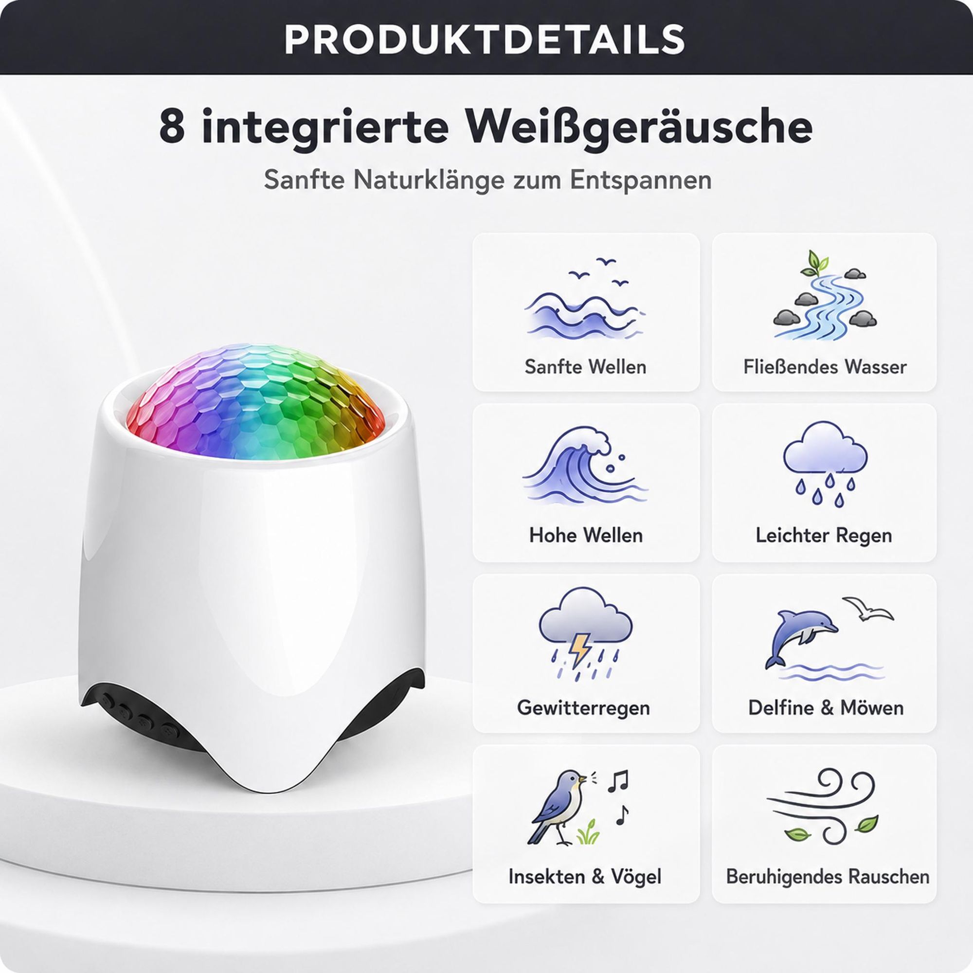 Sternenhimmel Projektor, 3in1 Musik Projektor Nachtlicht mit Bluetooth Lautsprecher & White Noise,56 Dynamische Farb,Baby Kinder Erwachsene Party Deko