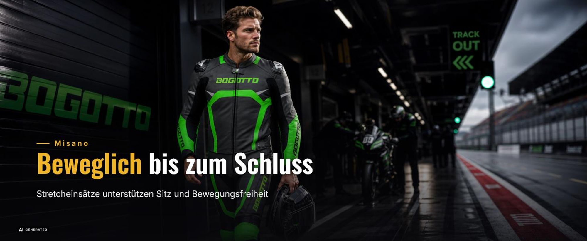 Bogotto Misano 2-Teiler Motorrad Lederkombi, schwarz/weiß/rot/blau, 52