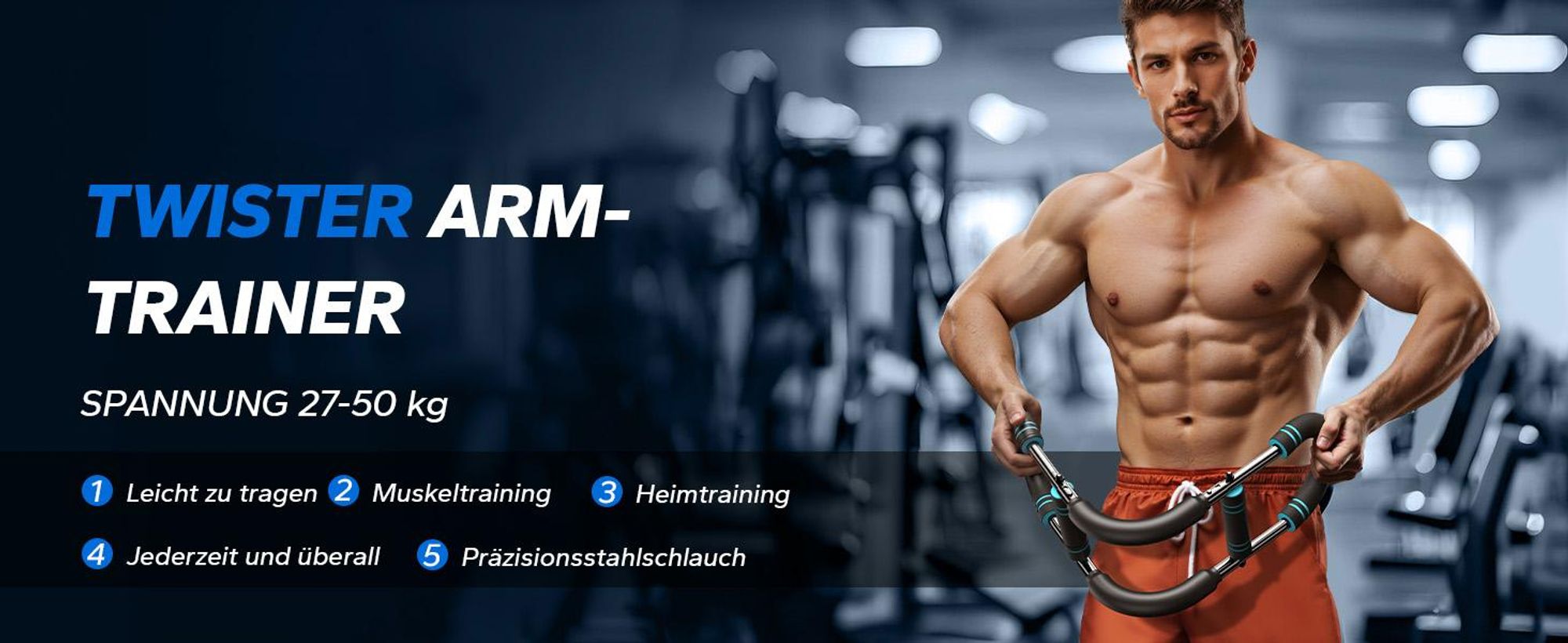 Twister Armtrainer, Brusttrainer, Brust Trainingsgerät, Arm Brustmuskel Trainingsgeräte, Trizeps-Krafttraining, 60-110LB Verstellbares
