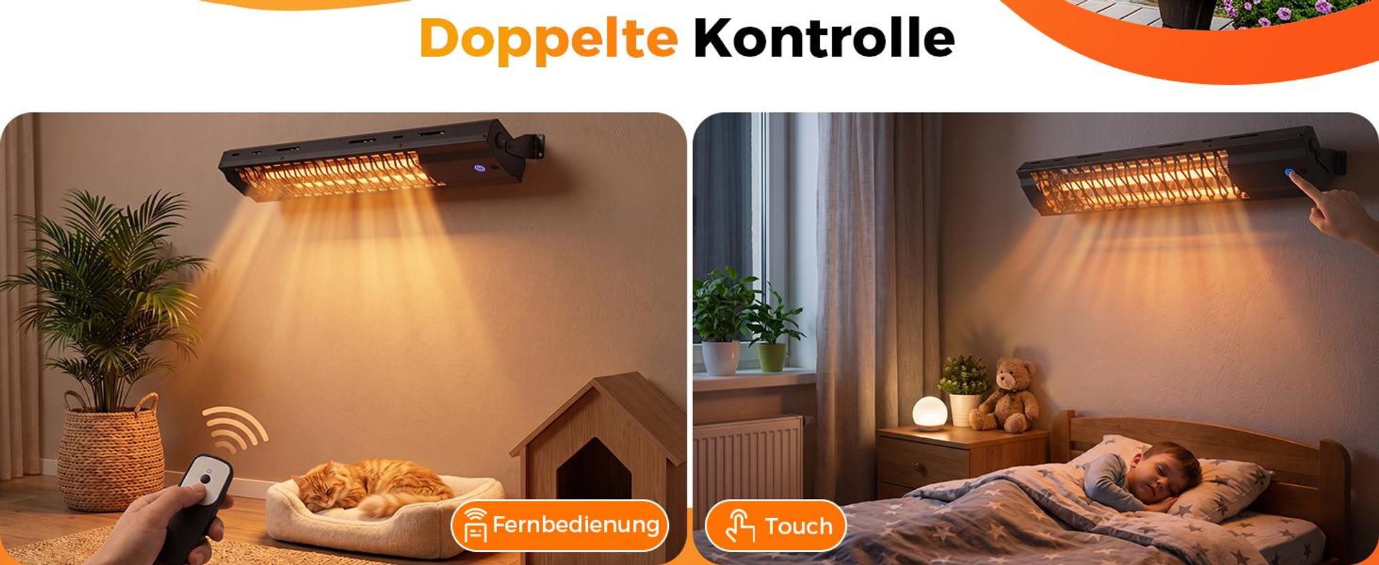 ZMH Promiennik podczerwony zewnętrzny 2000W stopnie grzania IP65 pilot zdalnego sterowania regulowany kąt 65×13cm prostokątny czarny ogród balkon