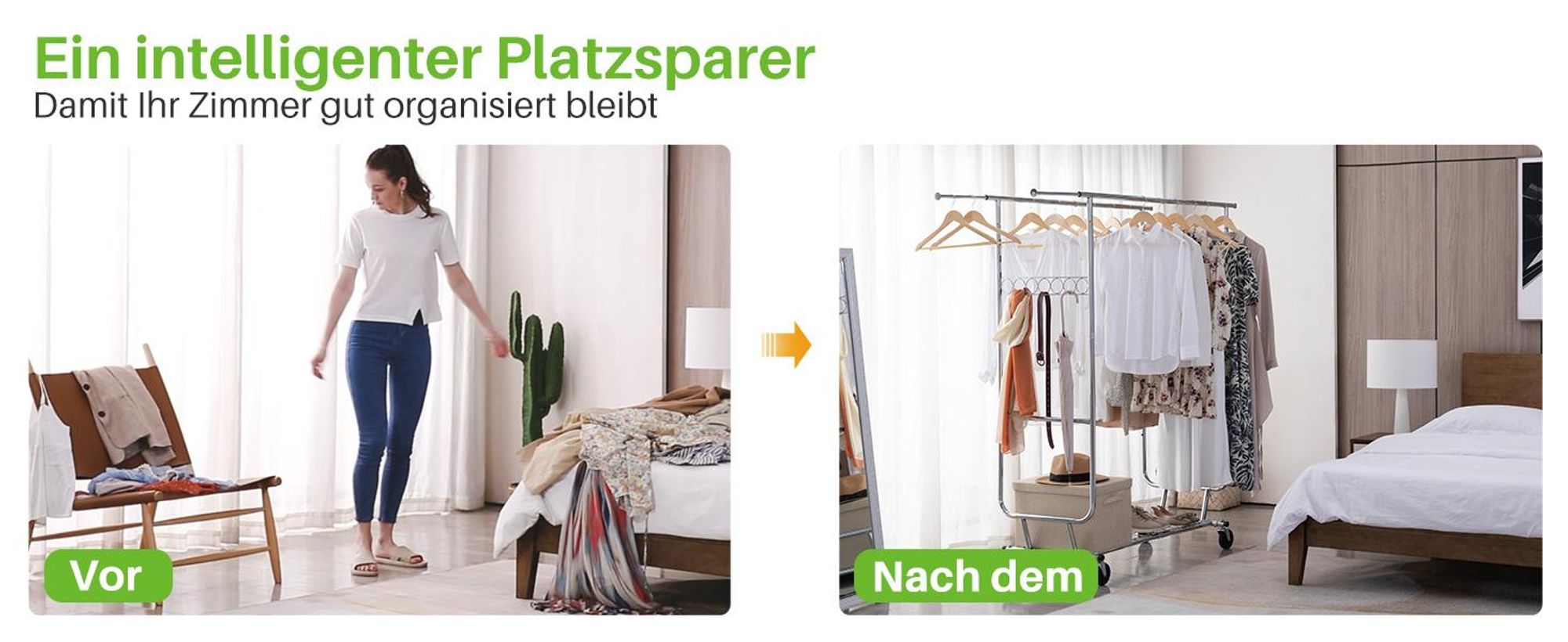 HOKEEPER Profi Doppelter Kleiderständer, bis 272 kg belastbar, Schwerlast Kleiderstange auf rollen, Industrie-Design, Garderobenständer
