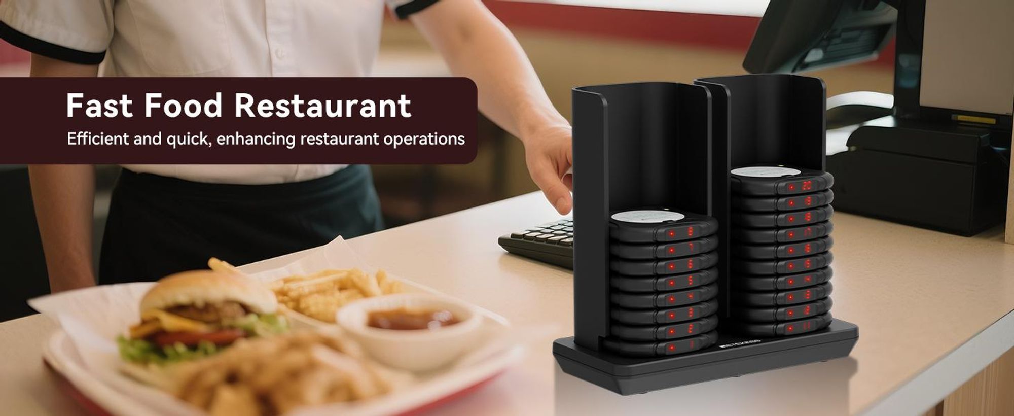 Système de bipeurs Retekess TD186 pour restaurants, 20 bipeurs, portée de 600 m, conception à bascule, 64 combinaisons d'appel, fonction de réveil automatique, pour restaurants, bars et cafés