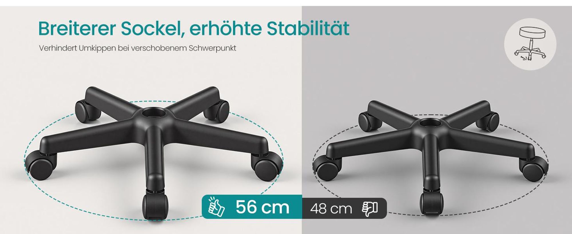 SONGMICS Rollhocker, höhenverstellbar, Hocker mit Rückenlehne, Labor, belastbar bis 150 kg, PolyurethanBezug, schwarz