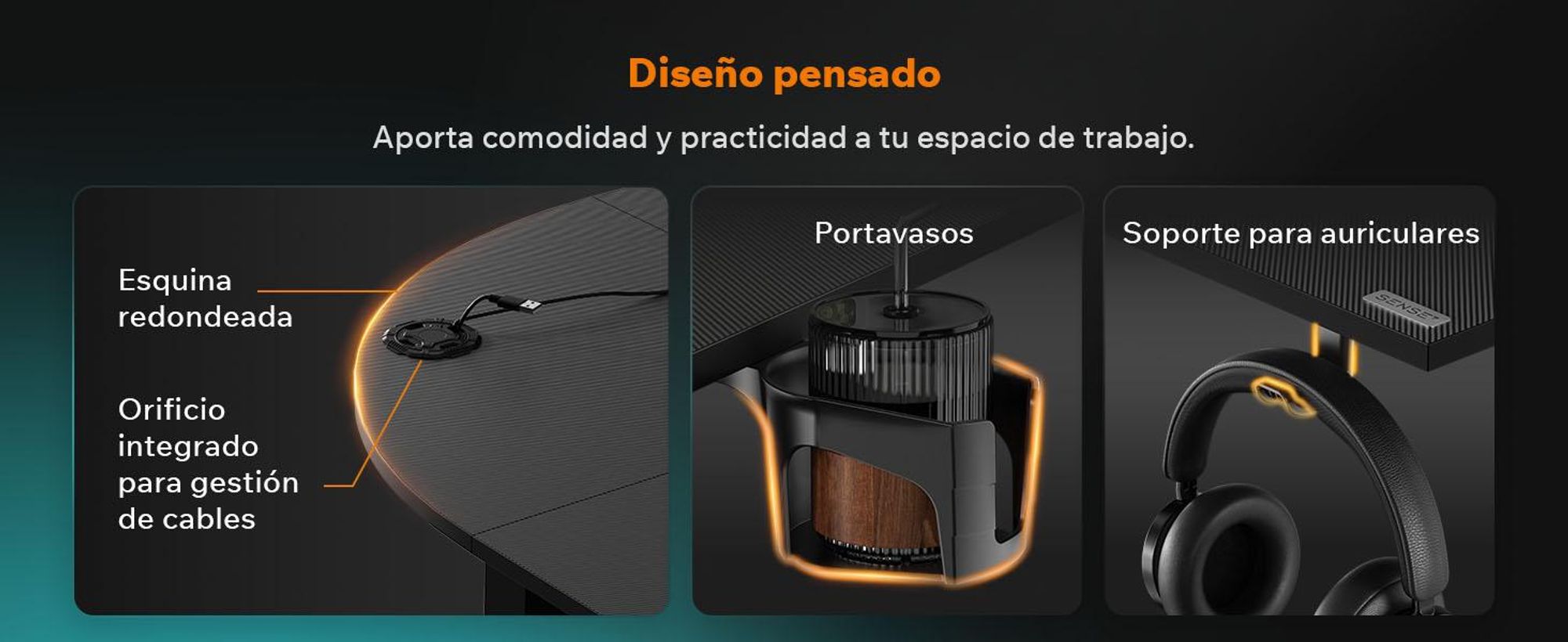 Sense7 RONG, escritorio de gaming en forma de L, 154x117 cm - , diseño tipo fibra de carbono. Mesa para ordenador, ideal para jugadores, uso doméstico y oficina