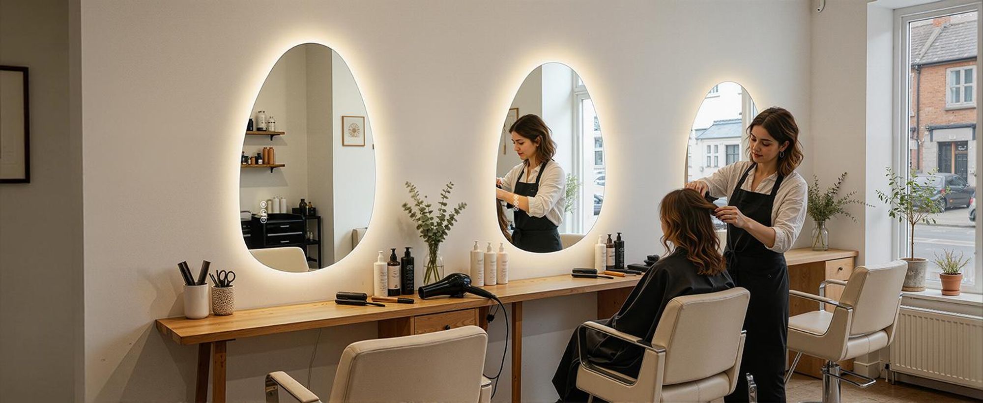 S'AFIELINA Miroir de salle de bain 60×45cm Miroir lumineux LED, 3 couleurs de lumière réglable, Interrupteur tactile, anti-buée et fonction mémoire