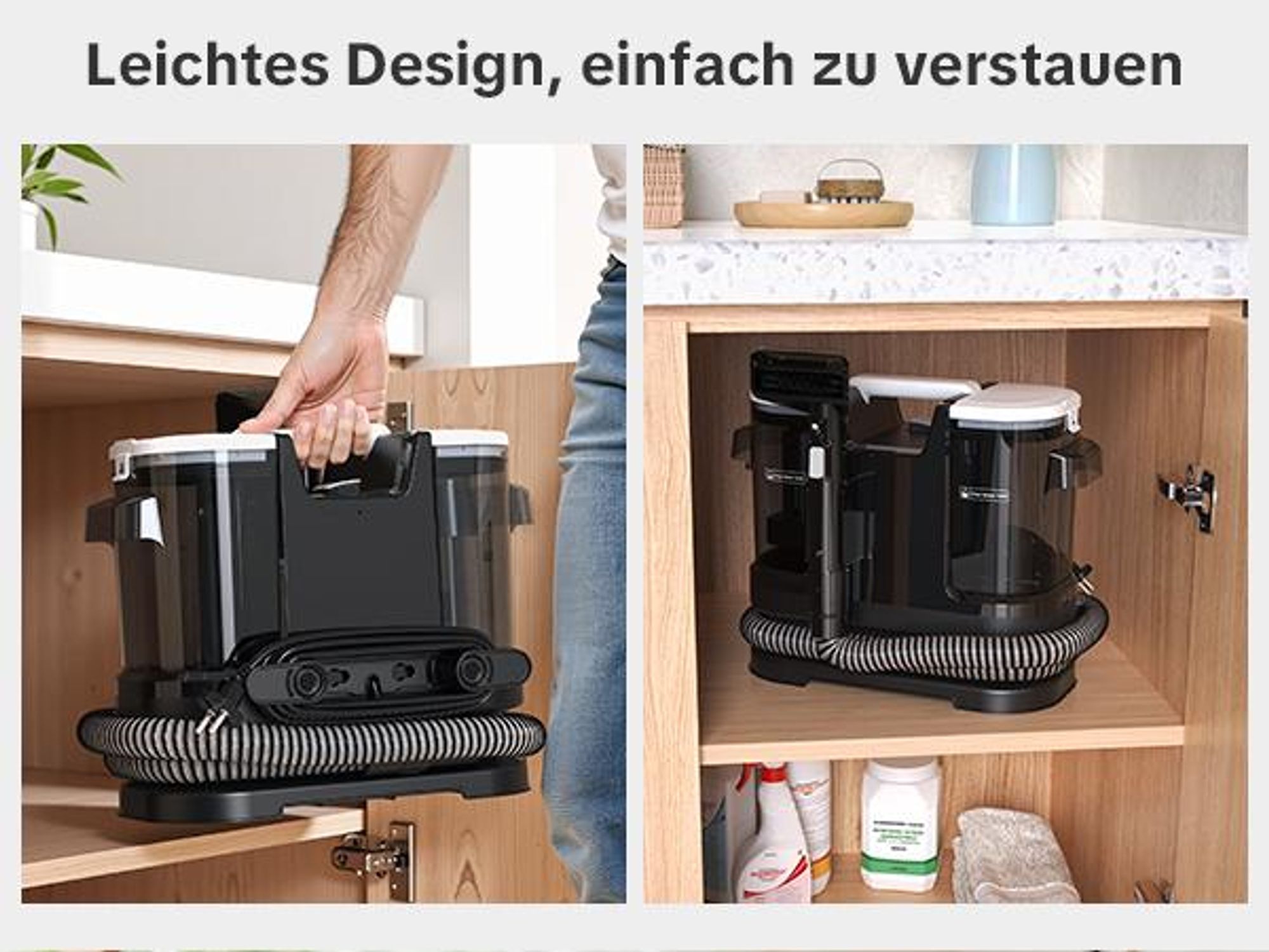 Lubluelu Teppichreiniger Waschsauger 15000 Pa / 600 W, Nasssauger für Teppich, Polster & Auto, Großer Wassertank, Lange Kabel, inkl. Zubehör, black,A6
