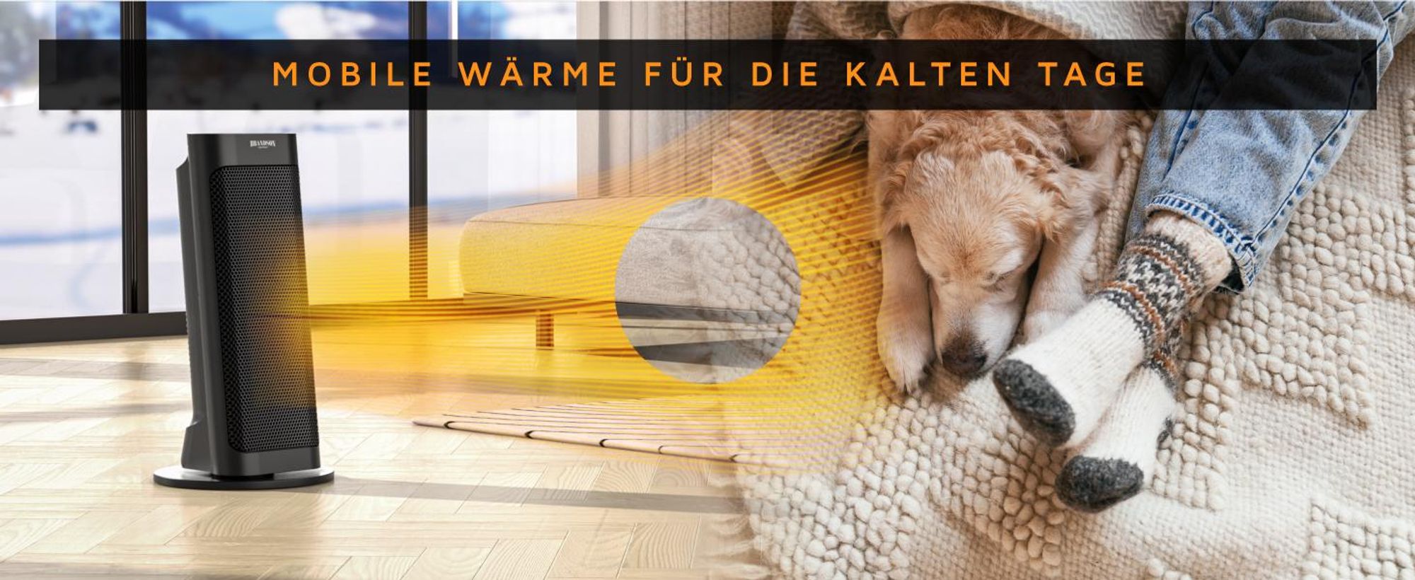 Brandson Heizlüfter 2000W, Keramik Heizlüfter mit Timer & Fernbedienung, 80° Oszillation, Überhitzungsschutz, Automatische Abschaltung, Umkippschutz, 2 Stufen, Schwarz
