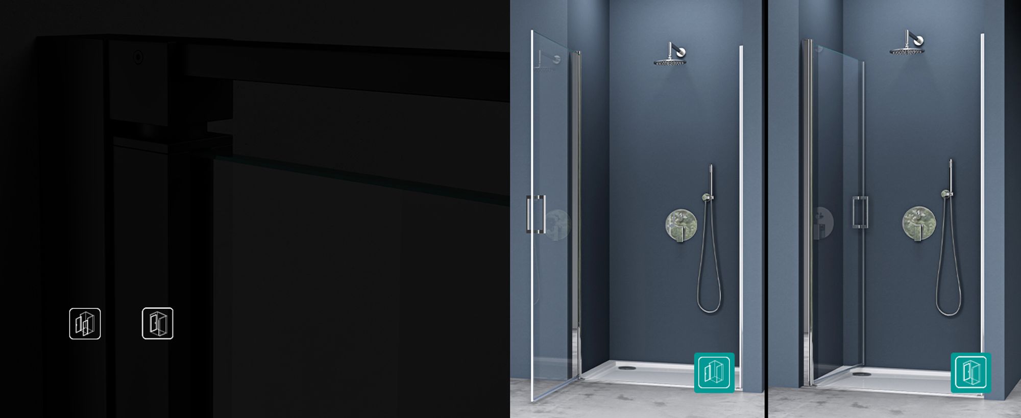 doporro Duschtür Nischentür dusche Duschabtrennung Duschkabine 100x195cm ESG-Sicherheitsglas Duschtür Klarglas Einzeltür mit Hebe- und Senkmechanismus Teramo24K