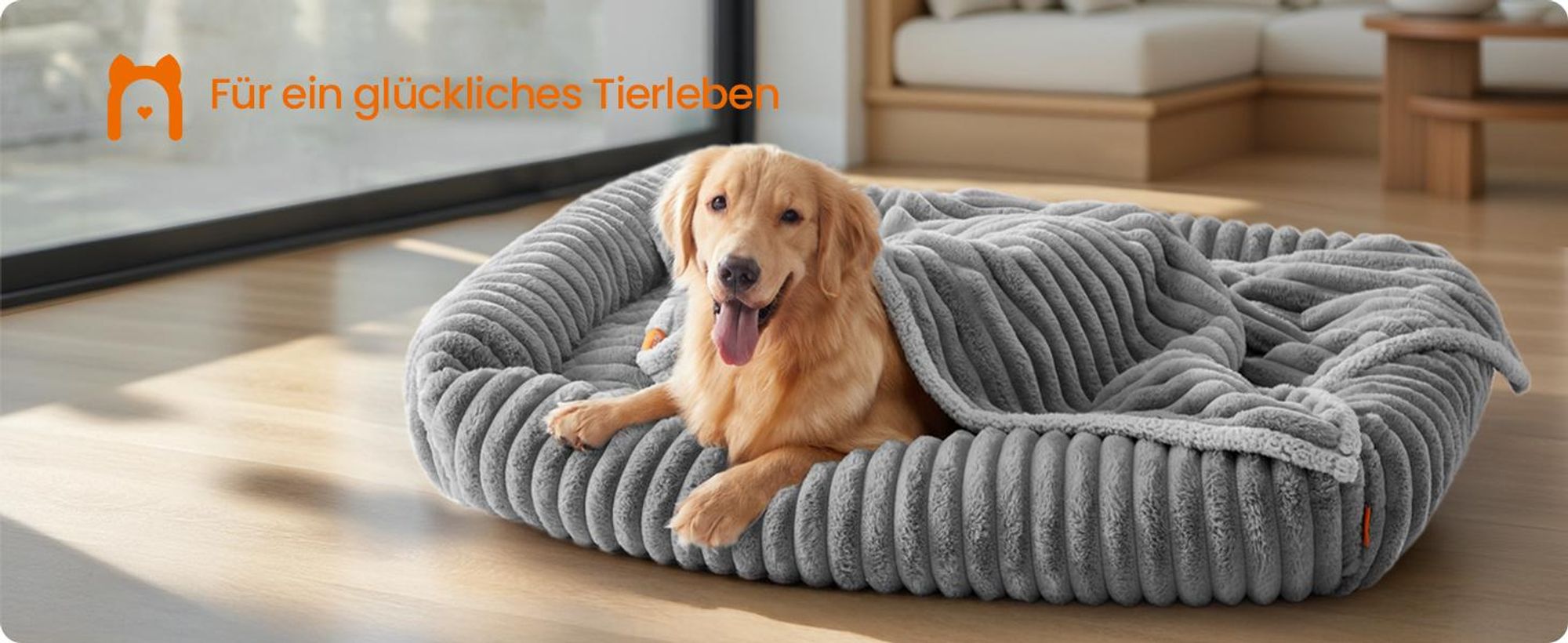 Feandrea Hundebett, Hundekissen waschbar, flauschige Hundematte, weiche Polsterung, 120 x 85 x 23 cm