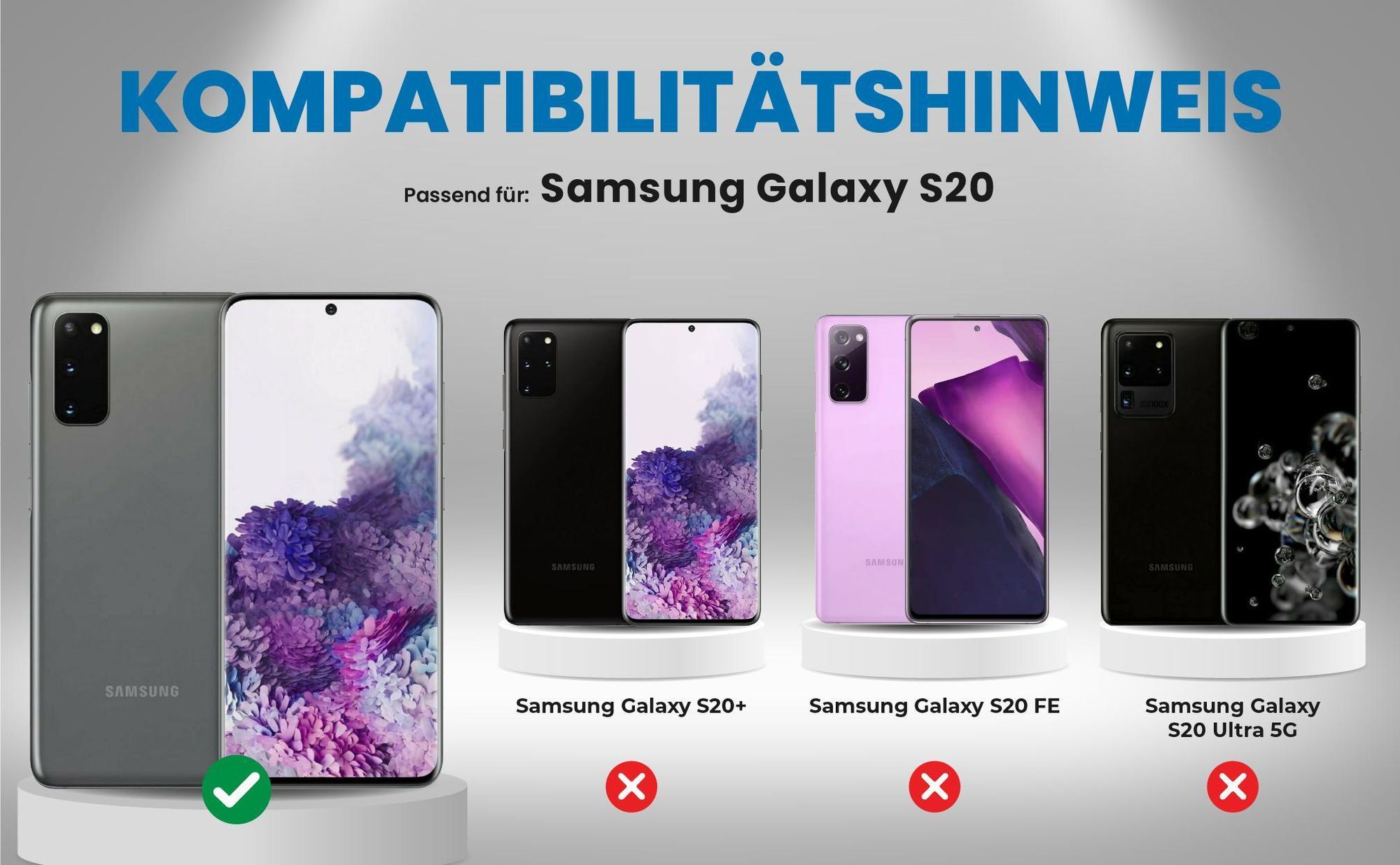 Kompatibilitätshinweise Hülle für Samsung Galaxy S20