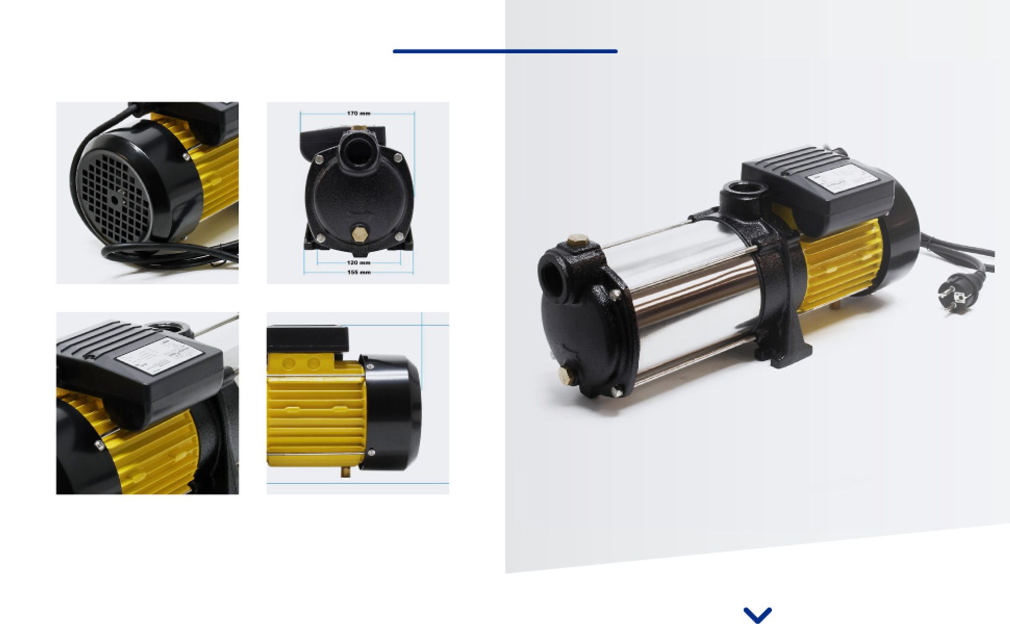 Wiltec Mehrstufige Kreiselpumpe 6600l/h 900W Förderhöhe 55m, Ansaughöhe 9m, 2850U/min, Wasserpumpe für Hauswasserwerke, Haus und Garten