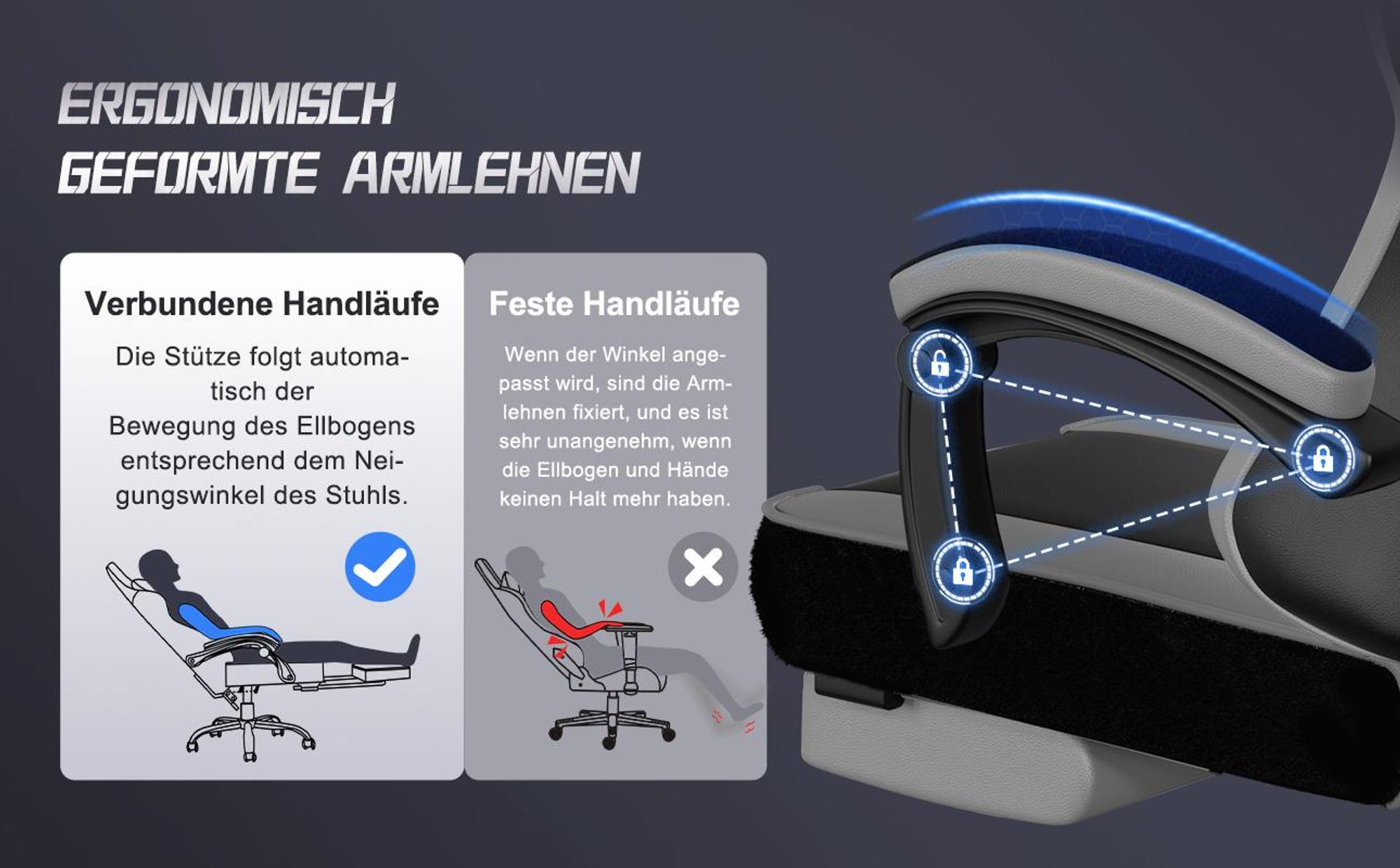 Adormii Gaming Stuhl, Ergonomischer Gaming Sessel, Schreibtischstuhl, Gamingstuhl mit Fußstütze, verstellbare Rückenlehne, Gaming stuhl 150 kg