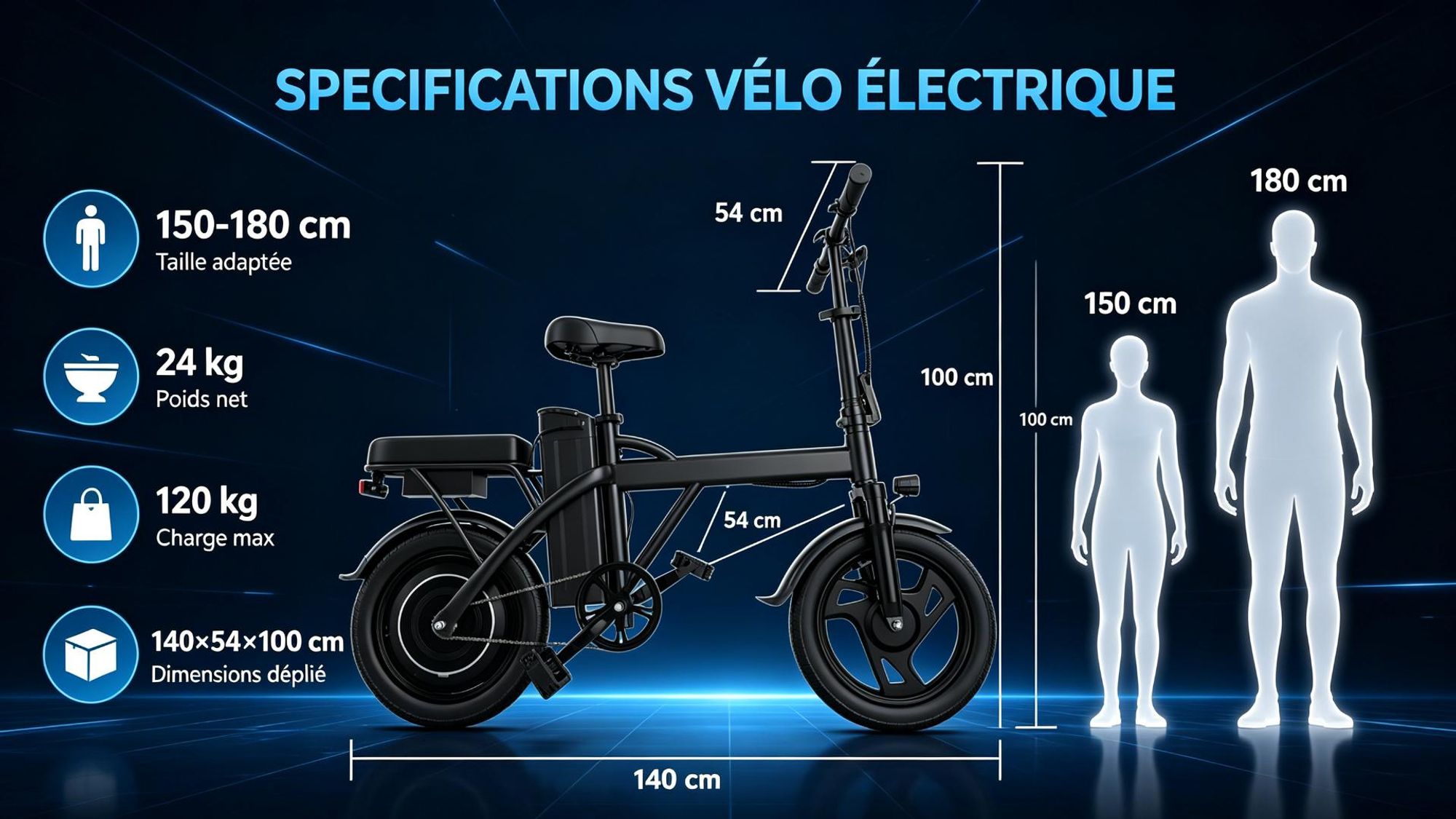 Elektro skládací kolo X14, 250W, 48V 15,6Ah, dojezd 80 km, bezpečnostní ochrana BMS, nosnost 120 kg