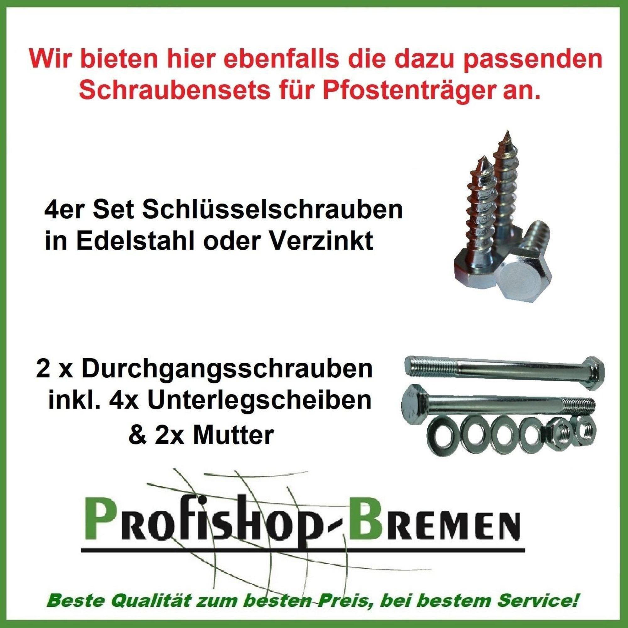 Pfostenträger für Pfosten 140 mm Balkenträger Pfostenschuh U-Gabel mit 200 mm Dolle