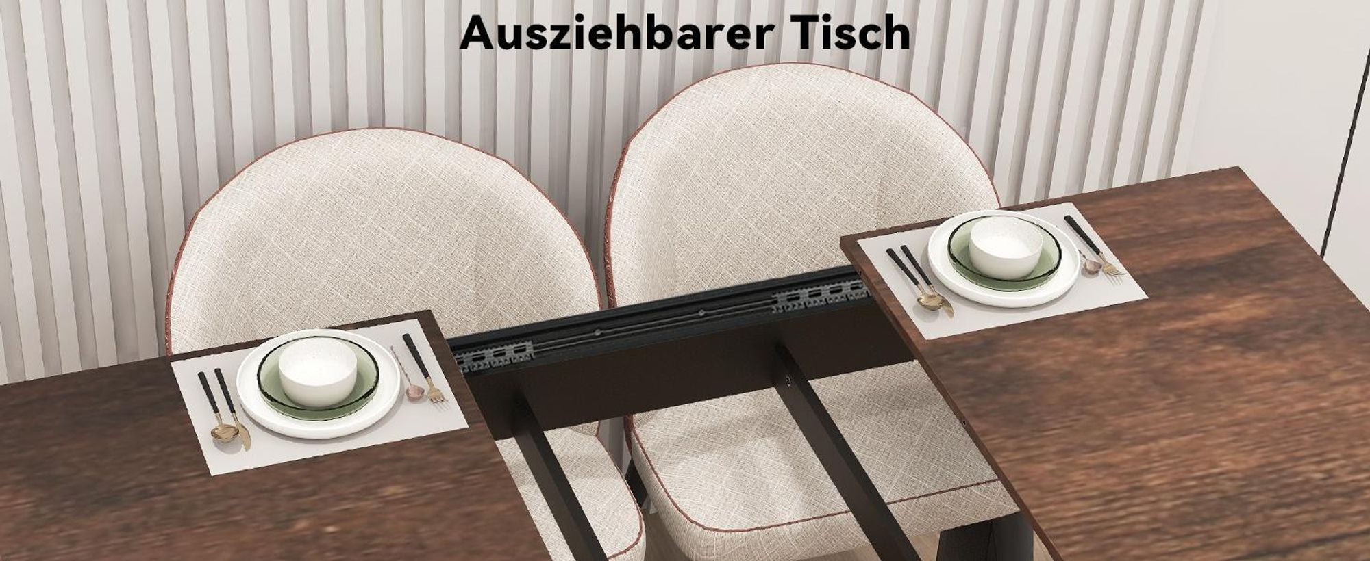 Puluomis Ausziehbarer Esstisch, Erweiterbarer Tisch 70x105-150cm, Klapptisch mit Verstärkter MDF-Platte, Küchen-/Wohnzimmertisch schwarz braun