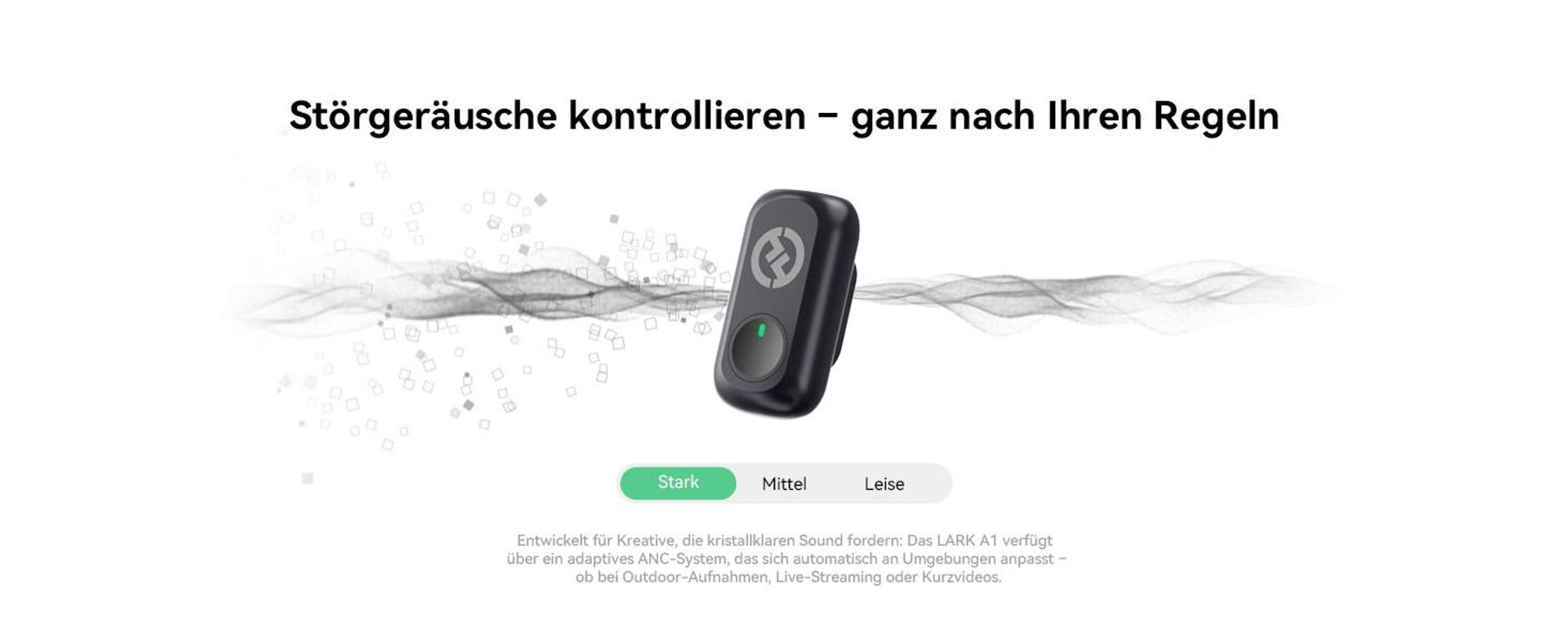 Hollyland Lark A1 – Drahtloses Lavaliermikrofon (Weiß) – 48 kHz/24-Bit, 200 m Reichweite, 54 h Akku