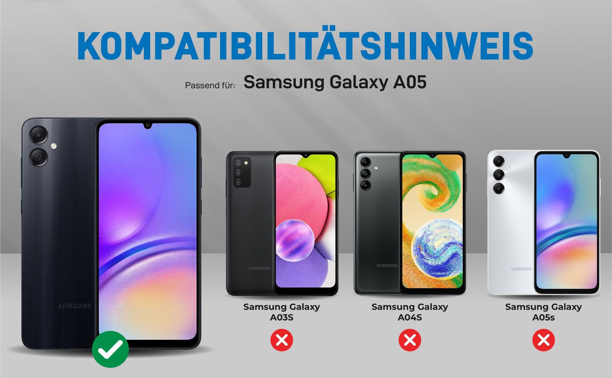 Kompatibilitätshinweise Hülle für Samsung Galaxy A05
