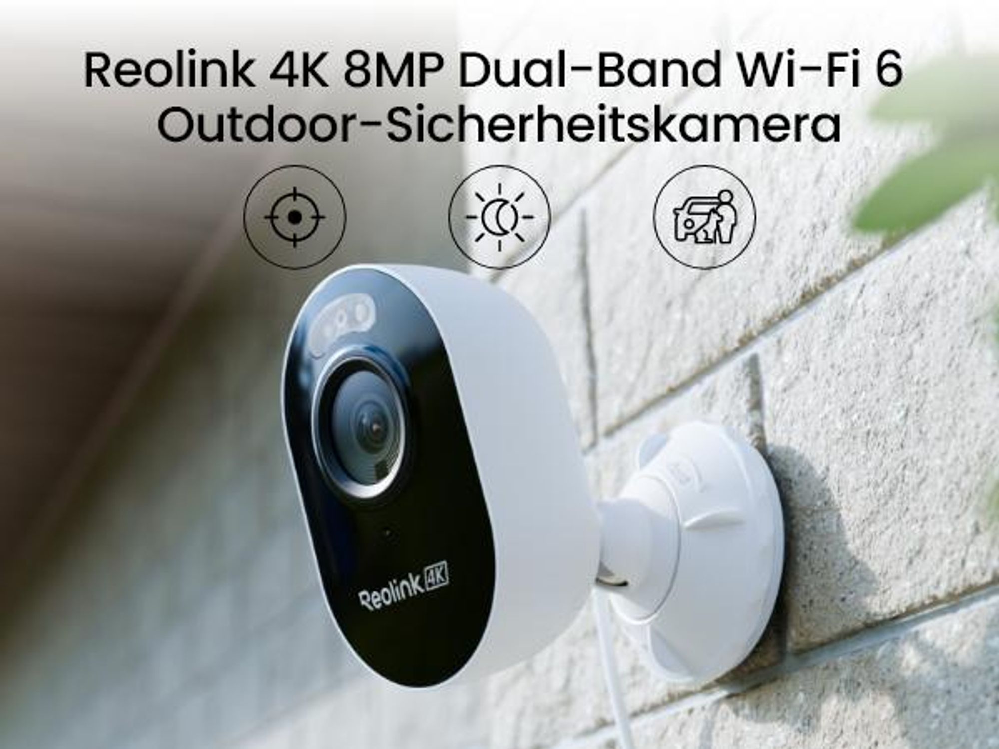 Reolink Lumus Pro, 4K 8MP WiFi Überwachungskamera Außen, Dual-Band Wi-Fi 6, Personen-/Fahrzeug-/Tiererkennung, Spotlight, Farbnachtsicht