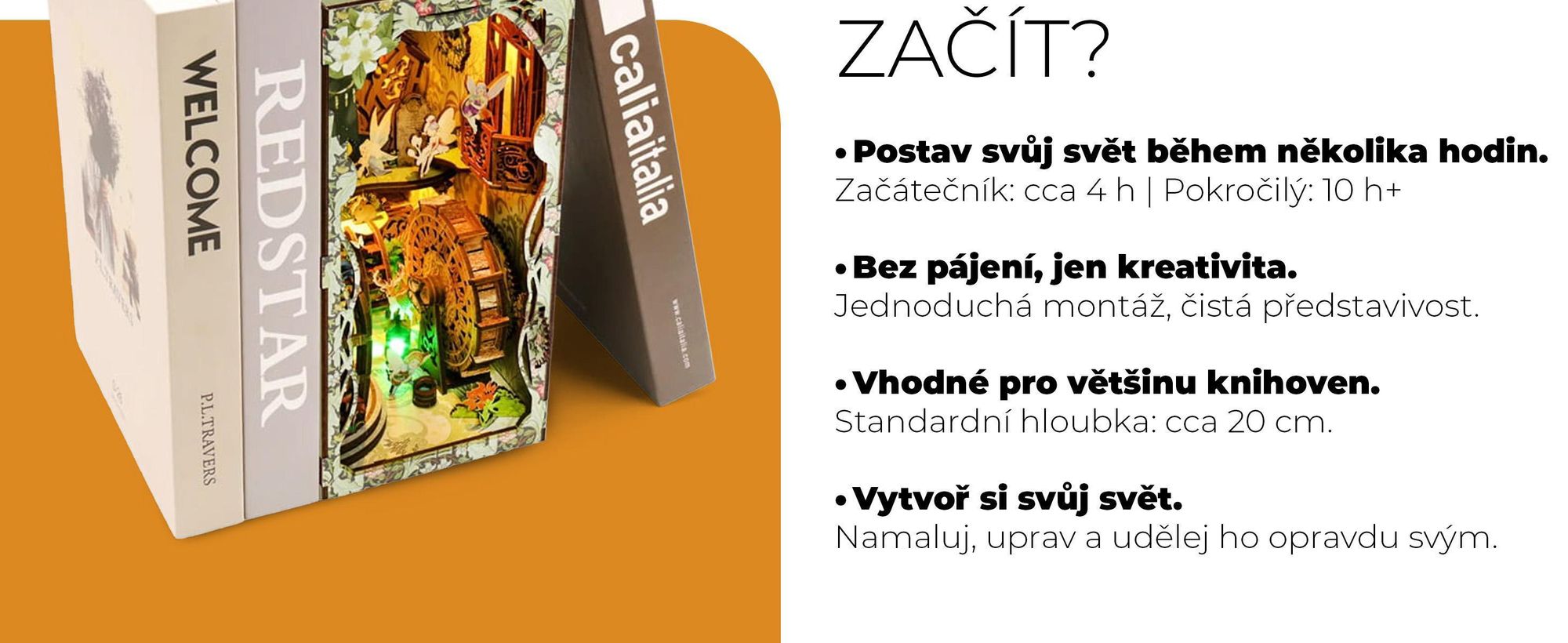 Habarri, DIY Book Nook, Puzzle 3D, 3d puzzle, Miniaturní Dům, dekorace skříňky