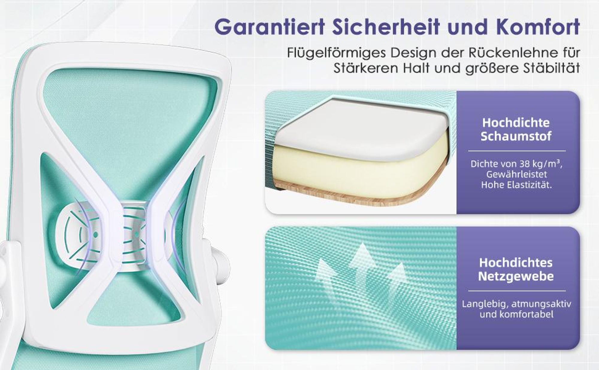 Hiazurm Bürostuhl, Schreibtischstuhl, bürostuhl ergonomisch mit Verstellbaren Armlehnen, höhenverstellbar,S-förmige Lendenstütze,Chefsessel 150kg