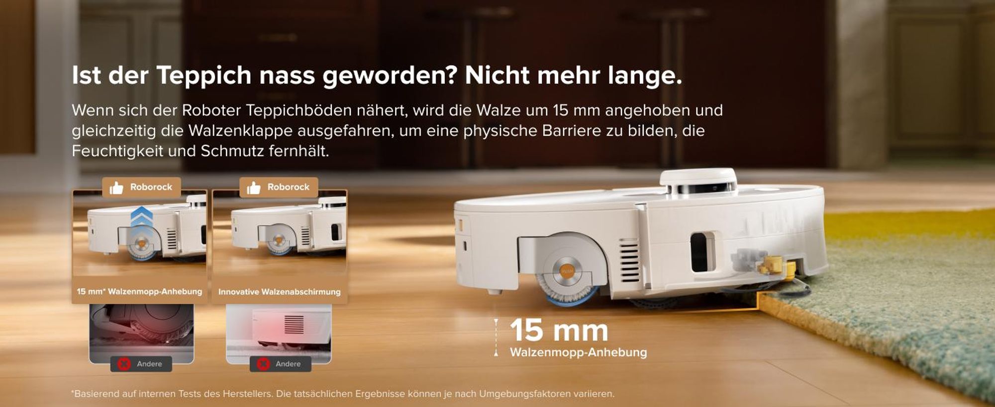 Roborock Qrevo Curv 2 Flow Staubsauger Roboter mit Wischfunktion, SpiraFlow-Wischwalze mit Selbstreinigung, 20.000 Pa, 75 °C Heißwasser-Moppwäsche