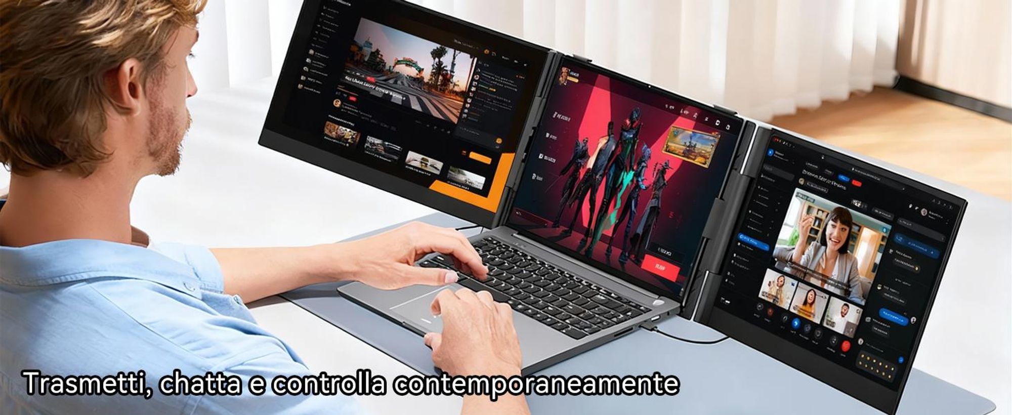 Blackview DCM6, monitor portatile da 14", monitor per laptop a doppio schermo, ultrasottile, FHD, compatibile con laptop da 13,3" a 17,3", ruotabile a 180°, compatibile con Windows/Mac/Android