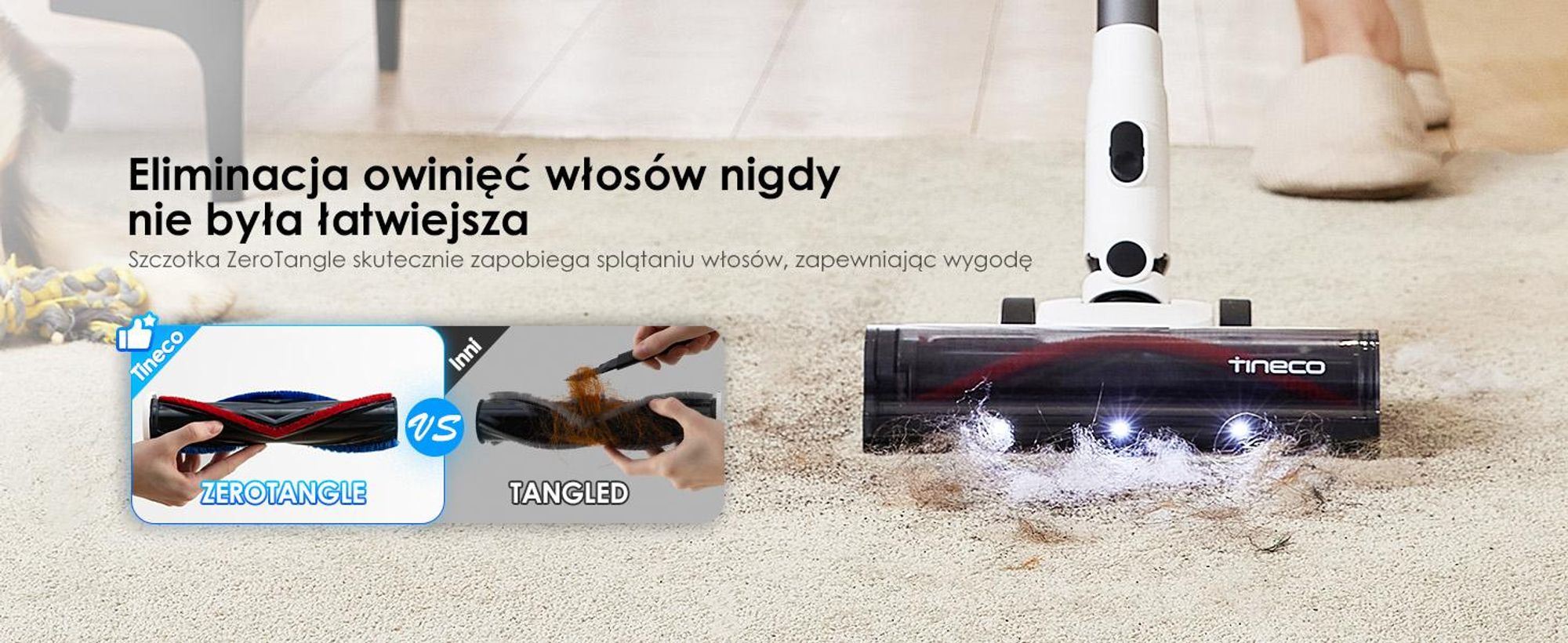 Tineco A30S Odkurzacz Bezprzewodowy 20kPa 60min ZeroTangle 1L Pojemnik