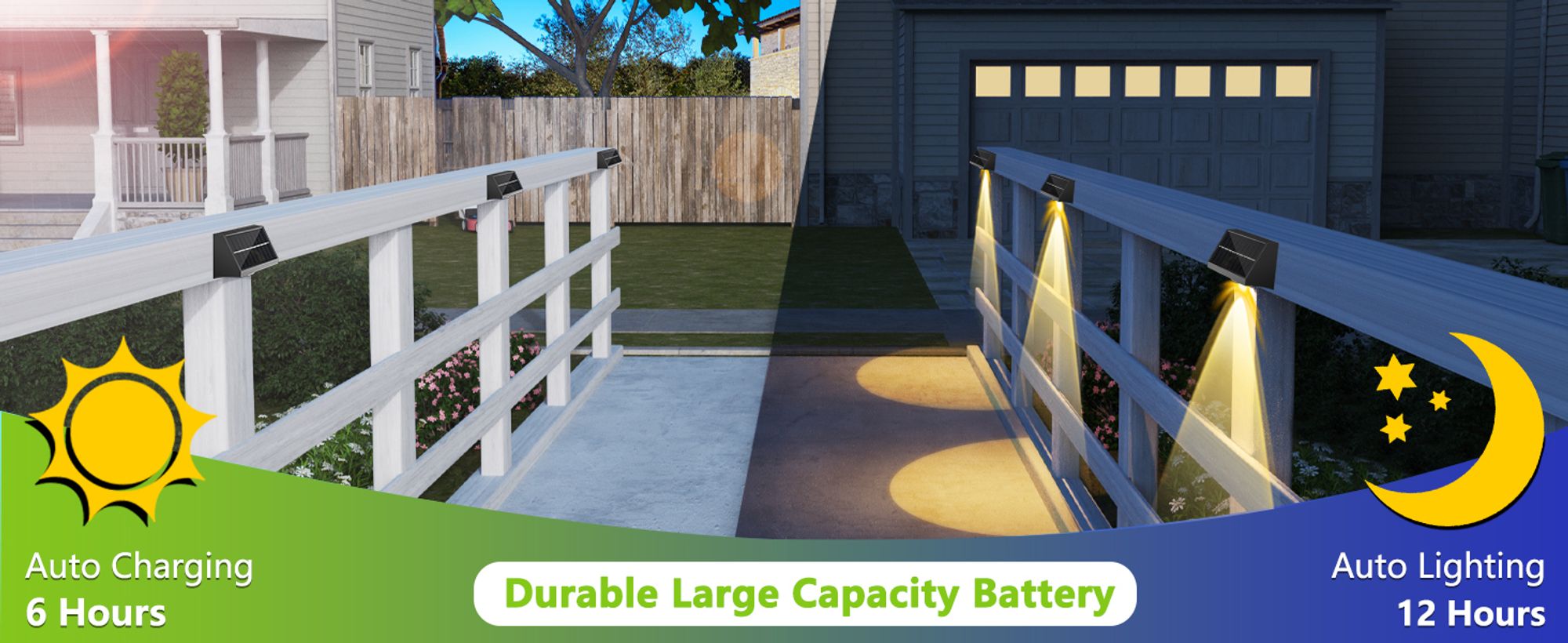 12er-Pack Solar-Zaunleuchten für den Außenbereich, wasserdicht, hohe Helligkeit, LED-Spotlinse, Deckleuchten, 7 Modi, Warm- und Kaltweiß, RGB