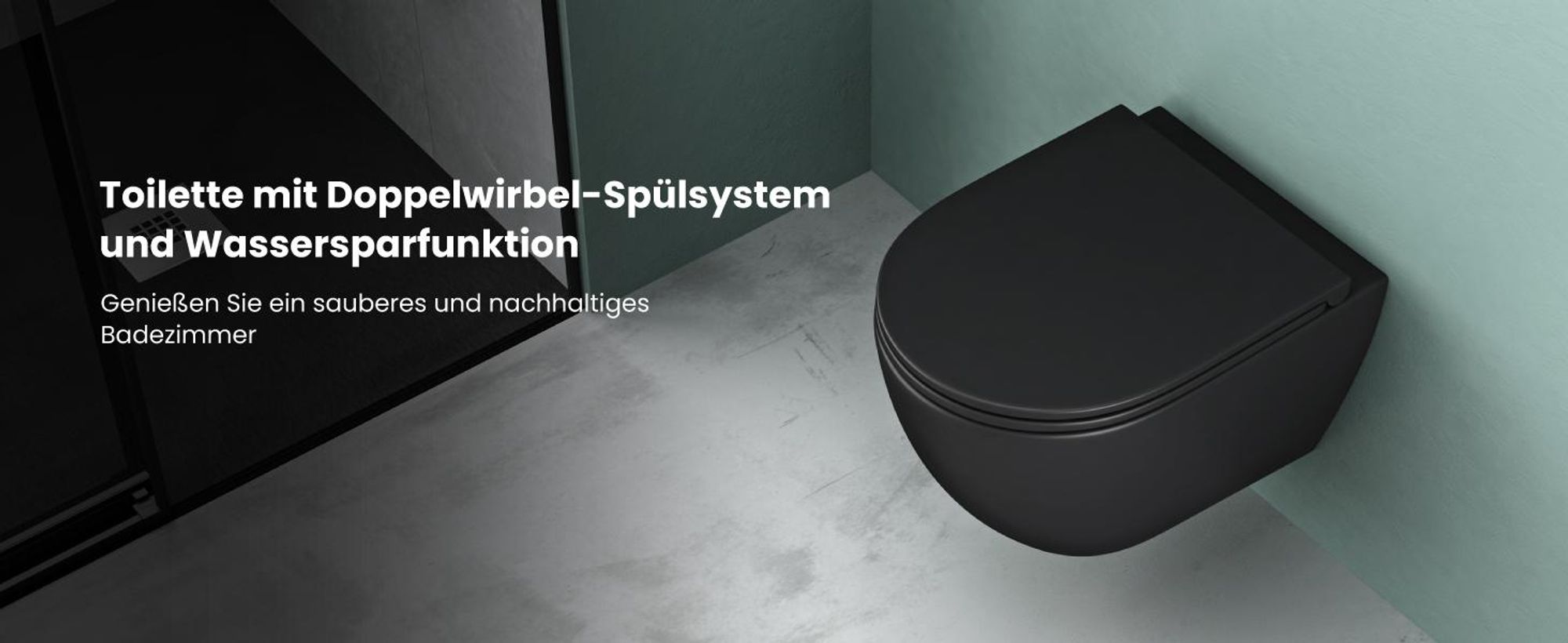 Mai & Mai Hänge WC schwarz matt mit Softclose Sitz  | Wand WC aus keramik spülrandloses WC BTH: 36x50x36cm Aachen179