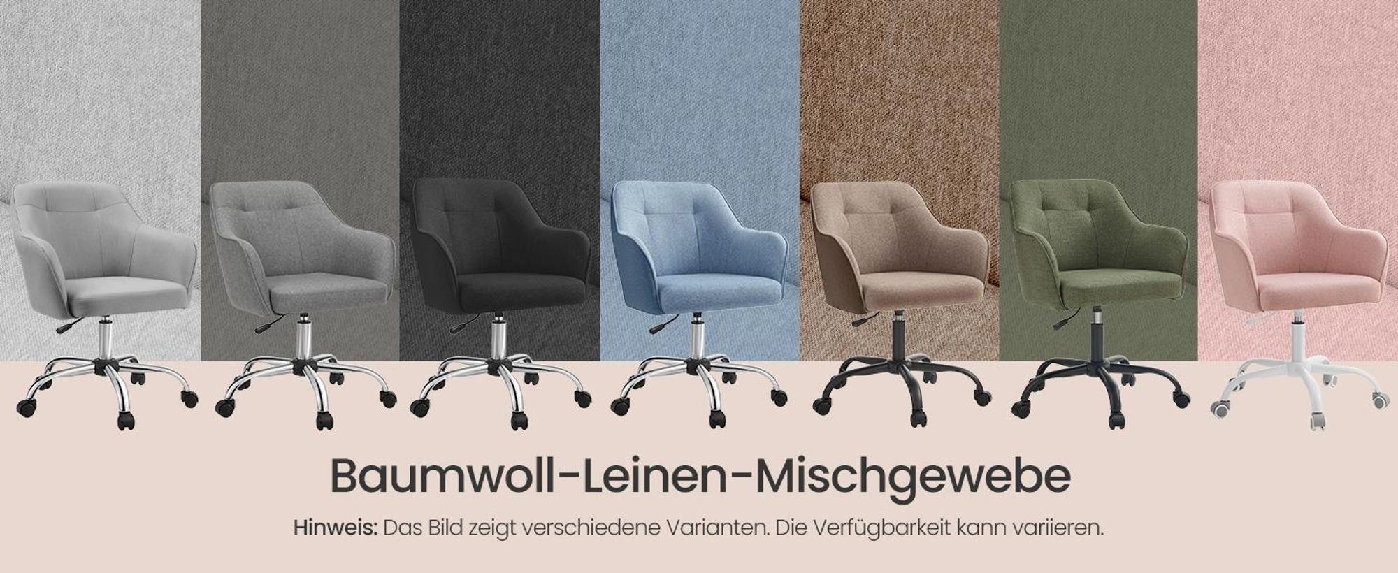 SONGMICS Schreibtischstuhl, höhenverstellbar, drehbar, Cord, für Arbeitszimmer, Schlafzimmer, beige